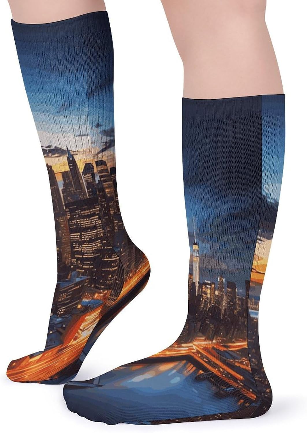 New York City Scenery Knee High Socks Cozy Knee High Socks Soft Mid-Length Sock for All Seasons Daily Wear Adult