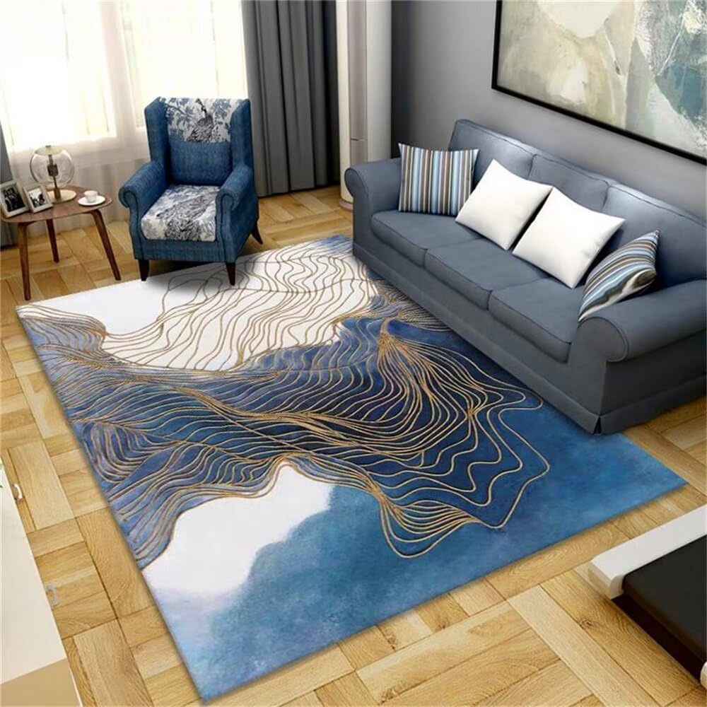 Tapis chambre bebe fille bleu flou pour un espace de jeu doux et sécurisé 80x200