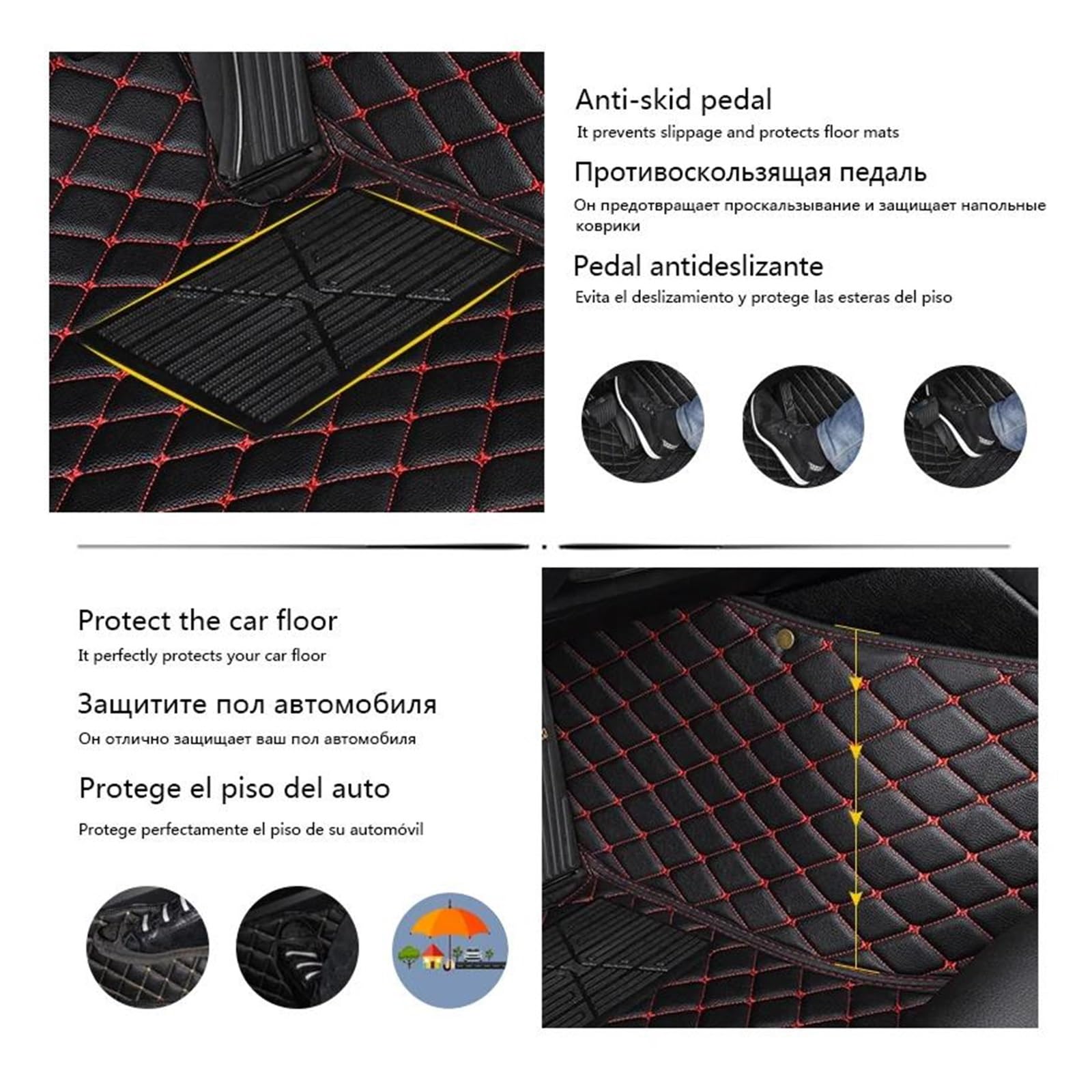 Tapis Coffre Voiture Tapis De Coffre en Cuir pour Mercedes pour Benz pour Smart pour Fortwo W451 2007-2014(Rouge)