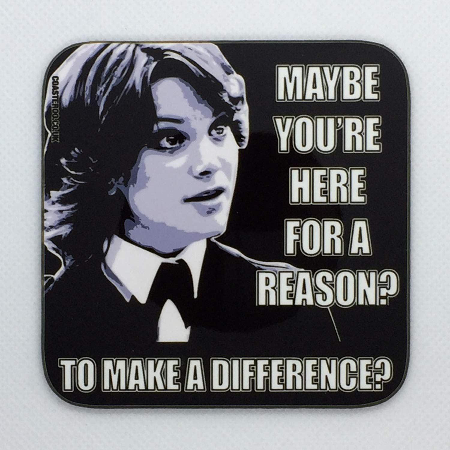 Here For A Reason - Annie from Life On Mars - Drinks Coaster - Hardboard - 9cm x 9cm - Gloss Finish