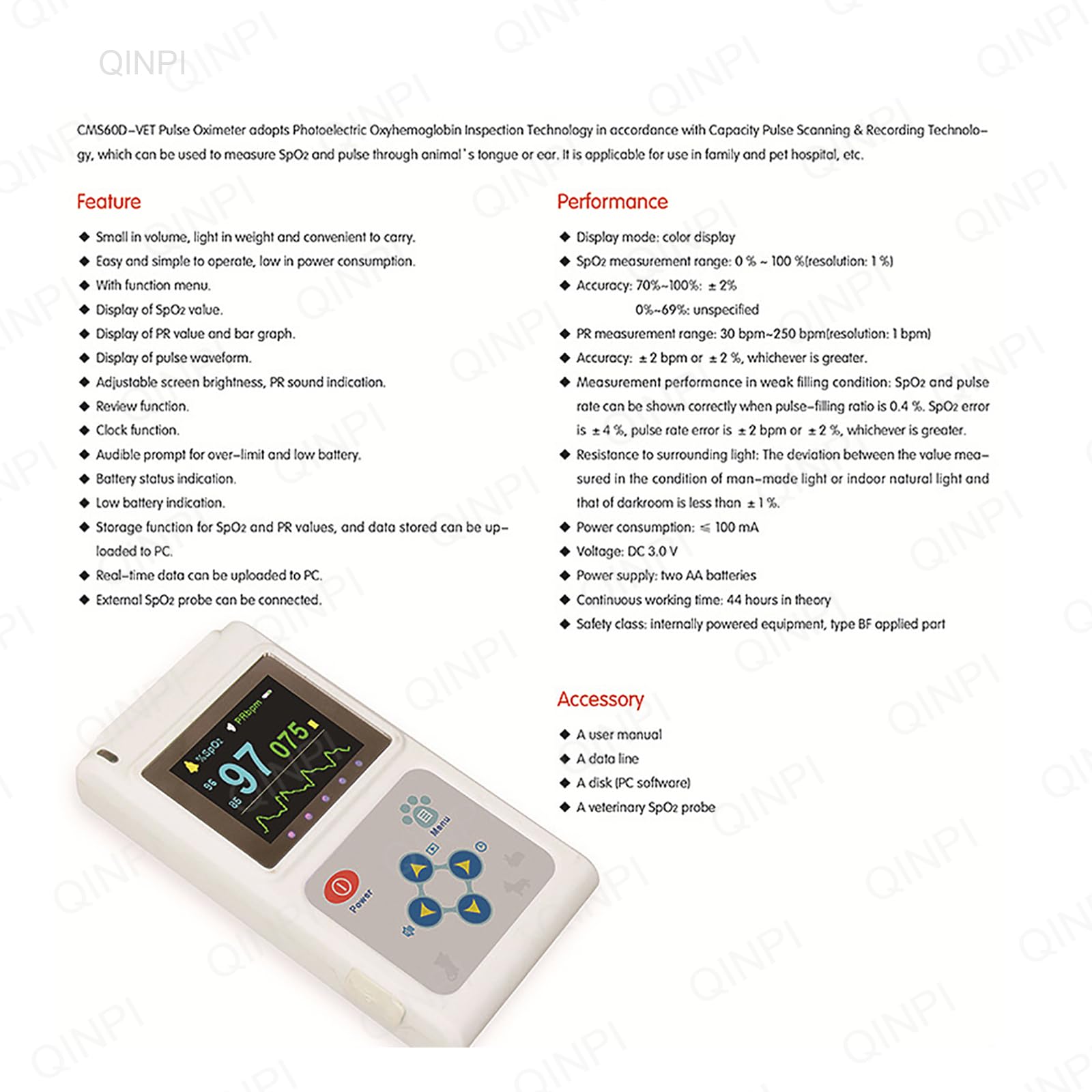 Oxymètre vétérinaire portable, capteur SPO2 auriculaire/lingual, avec réglage de la luminosité de l'écran, téléchargement et stockage des données, fonction d'invite sonore, pour chien, chat, famille
