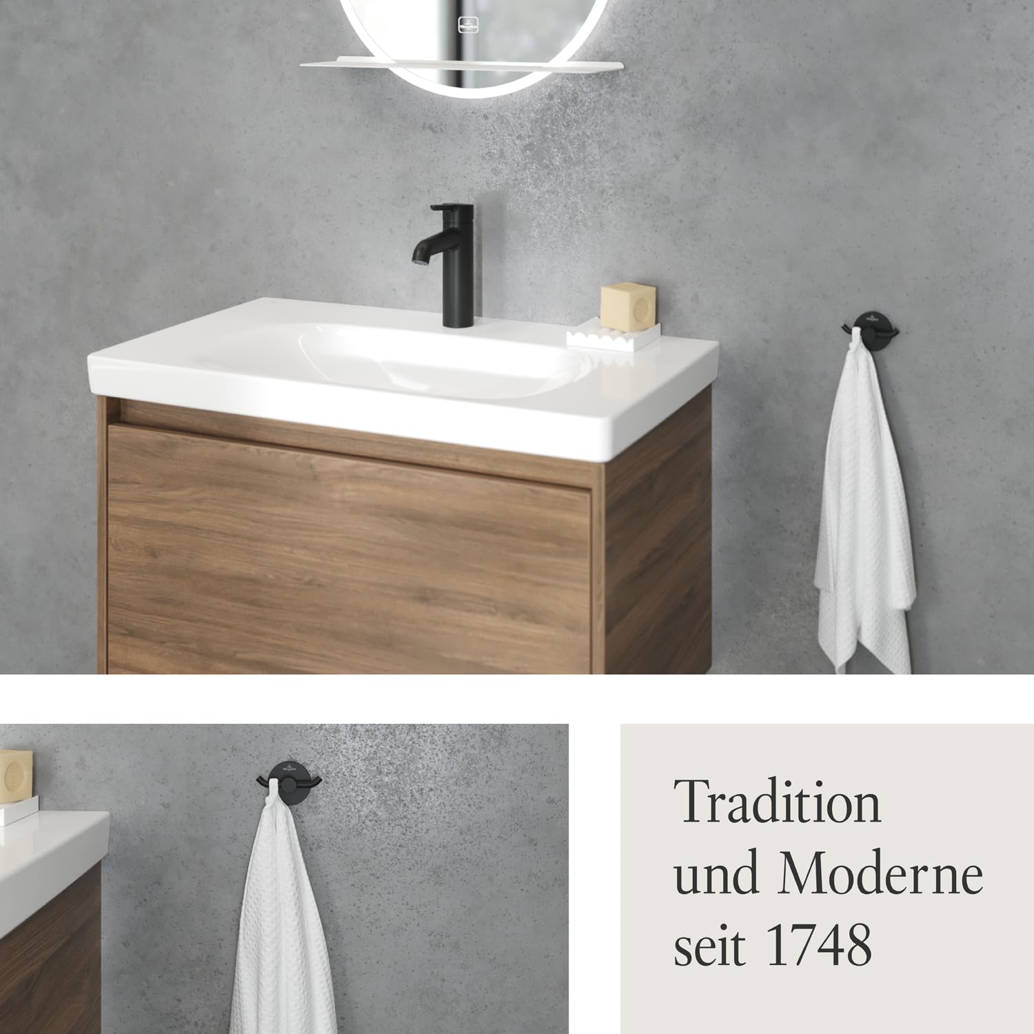 Villeroy & Boch Elements Tender Doppel-Handtuchhaken, rund – Schwarz Matt