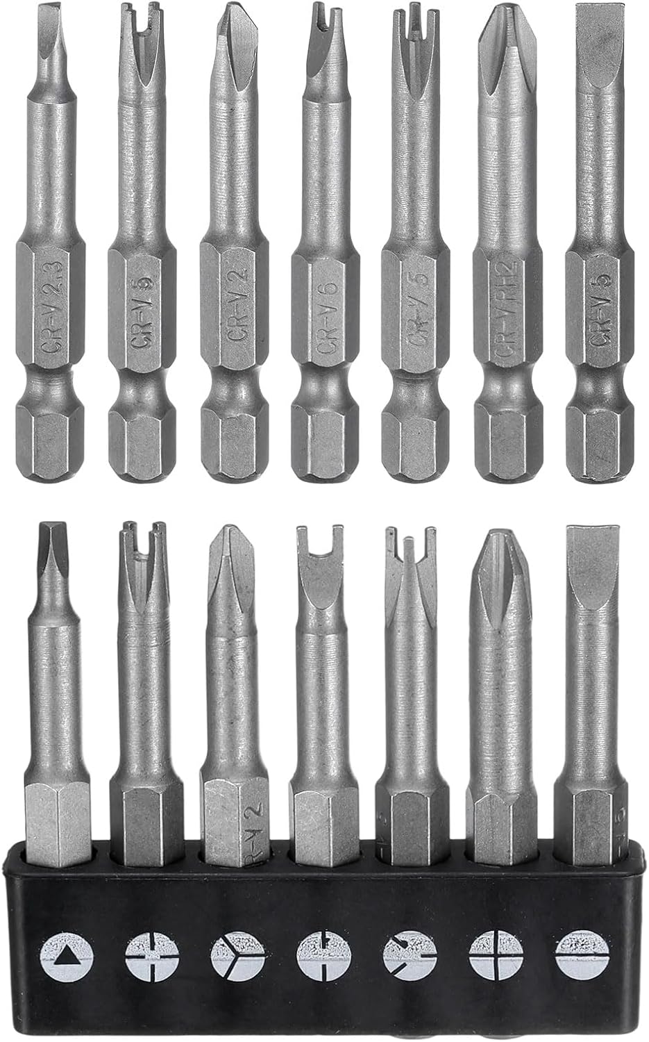 Generic 7pcs Magnetic Special Shaped Screwdriver Insert Bits Set Phillips/Slotted/U-Type/Y-Type/Triangle/Inner Cross/3-Points 1/4" Hex Shank 2" Length Power Drill Bits with Bit Holder