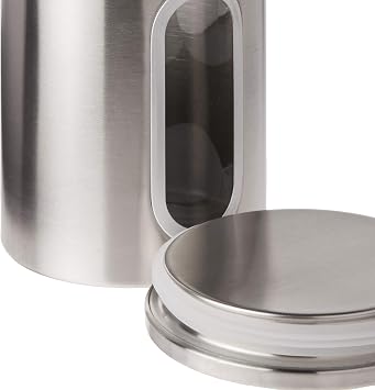 Fox Run Stainless Steel Canister Set For Kitchen Counter, 3-Piece Set for Sugar, Flour, Coffee and More