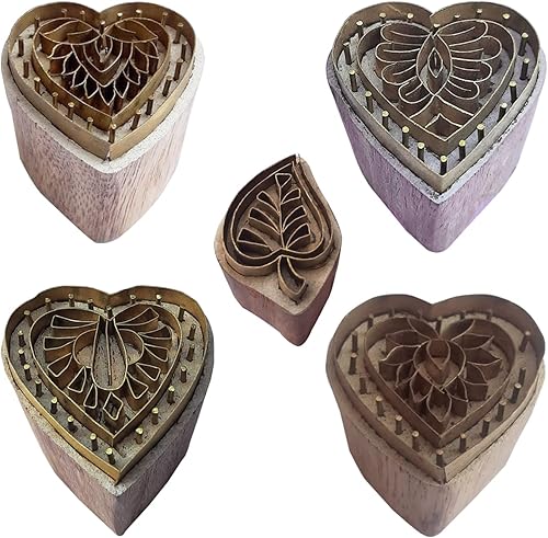 Miniatura 2 de Royal Kraft Sellos de madera de latón mariposa (juego de 4) para impresión de bloques en arcilla, cerámica, tela BHtag0115