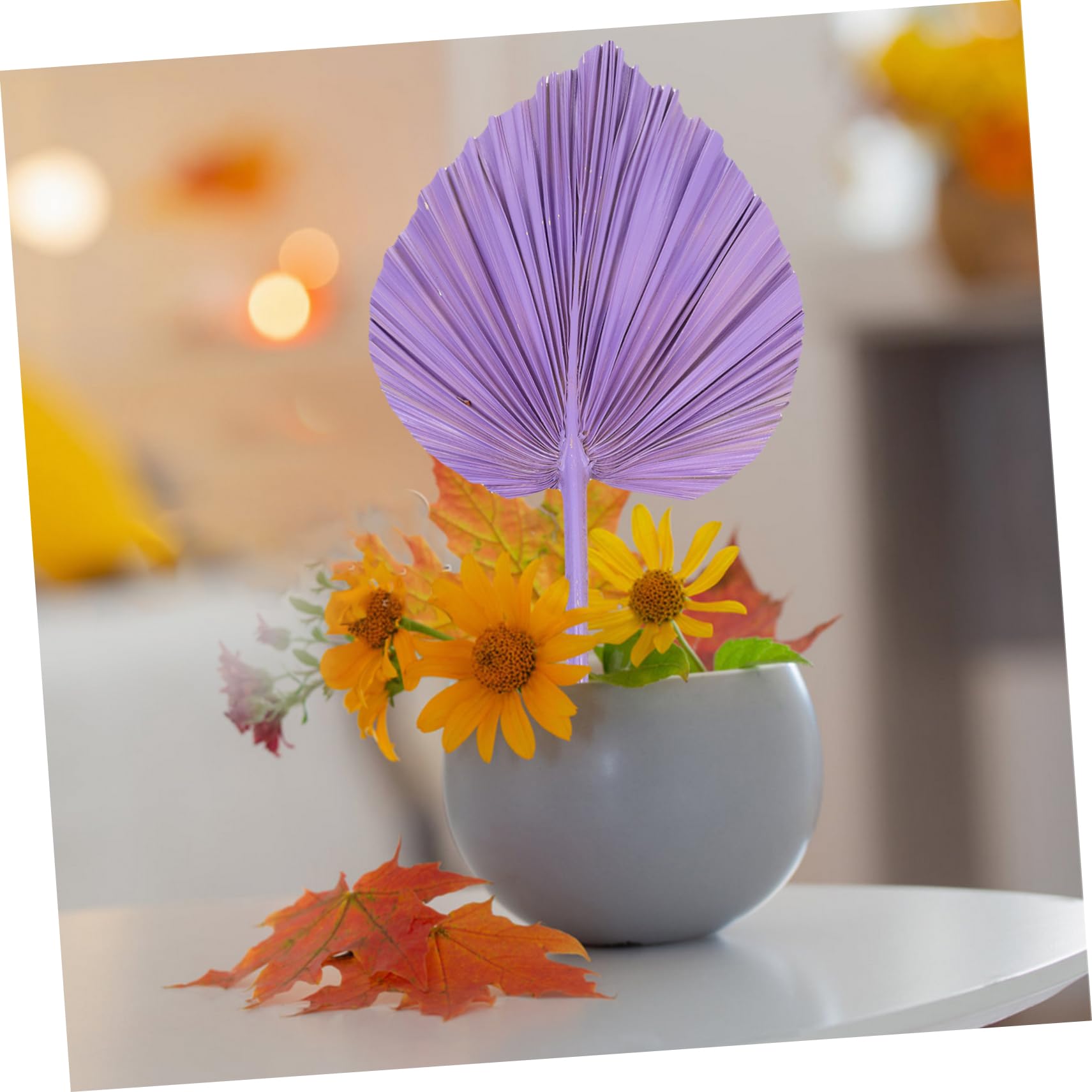 Ciieeo 5St Simulierter Rohrkolbenfächer Korsage Hortensienblüten mit echter Note Dekoration Schlafzimmer Bedroom Decoration Hochzeitsdekoration Wandkunst Blattdekor Palmblatt Violet