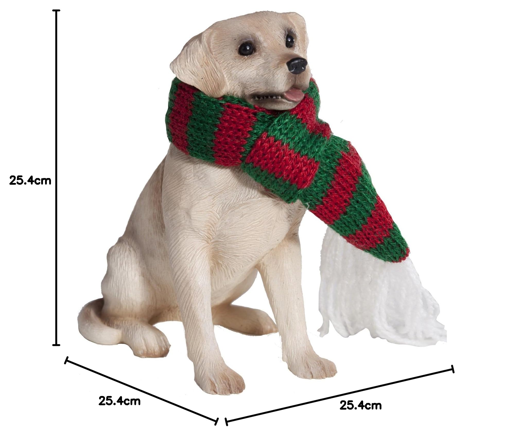 Sandicast Yellow Labrador Retriever with Red and Green Scarf