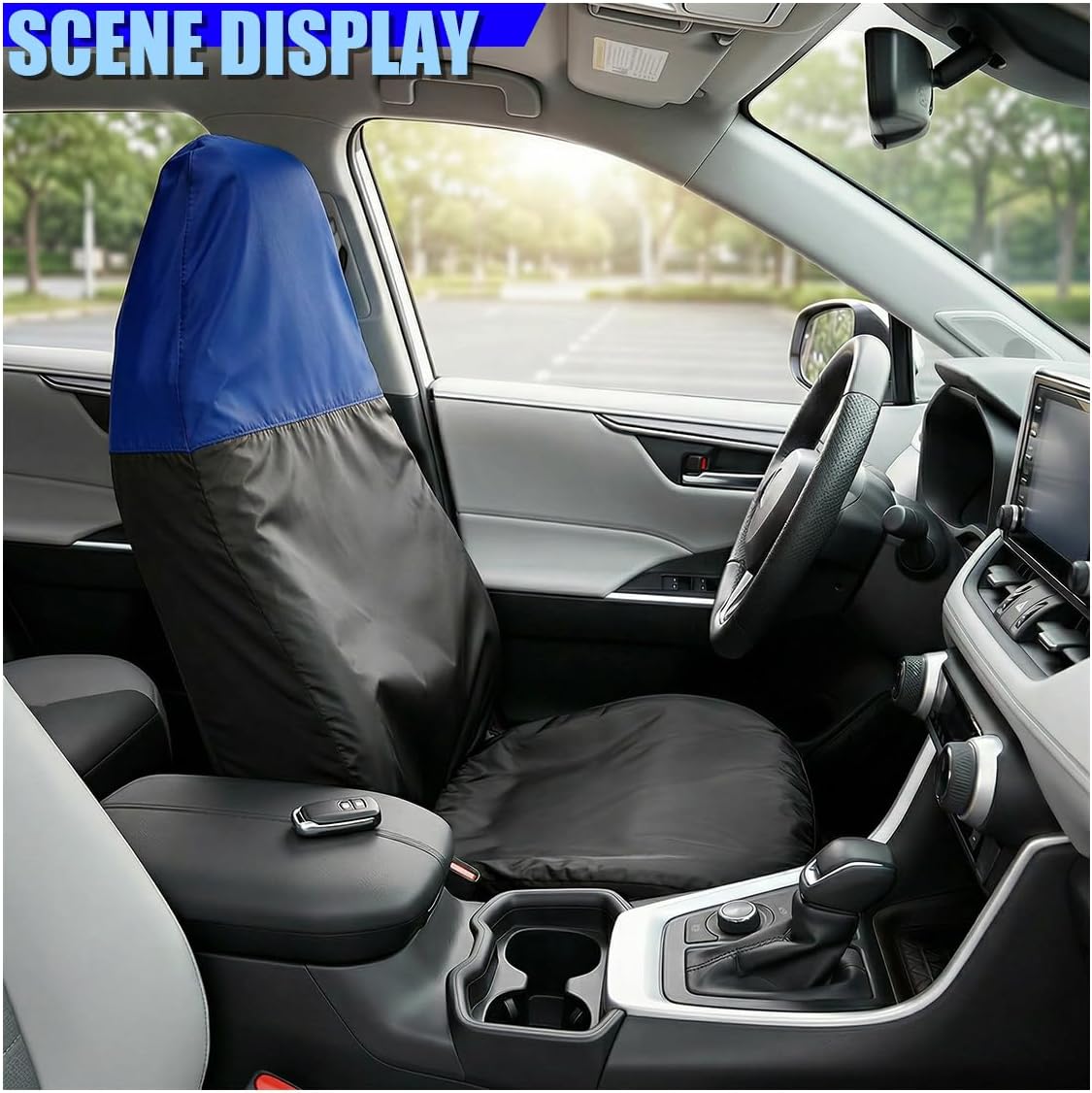 2PCS Car Seat Cover, Waterproof Sweating Auto Seats Protector, Blue image 3