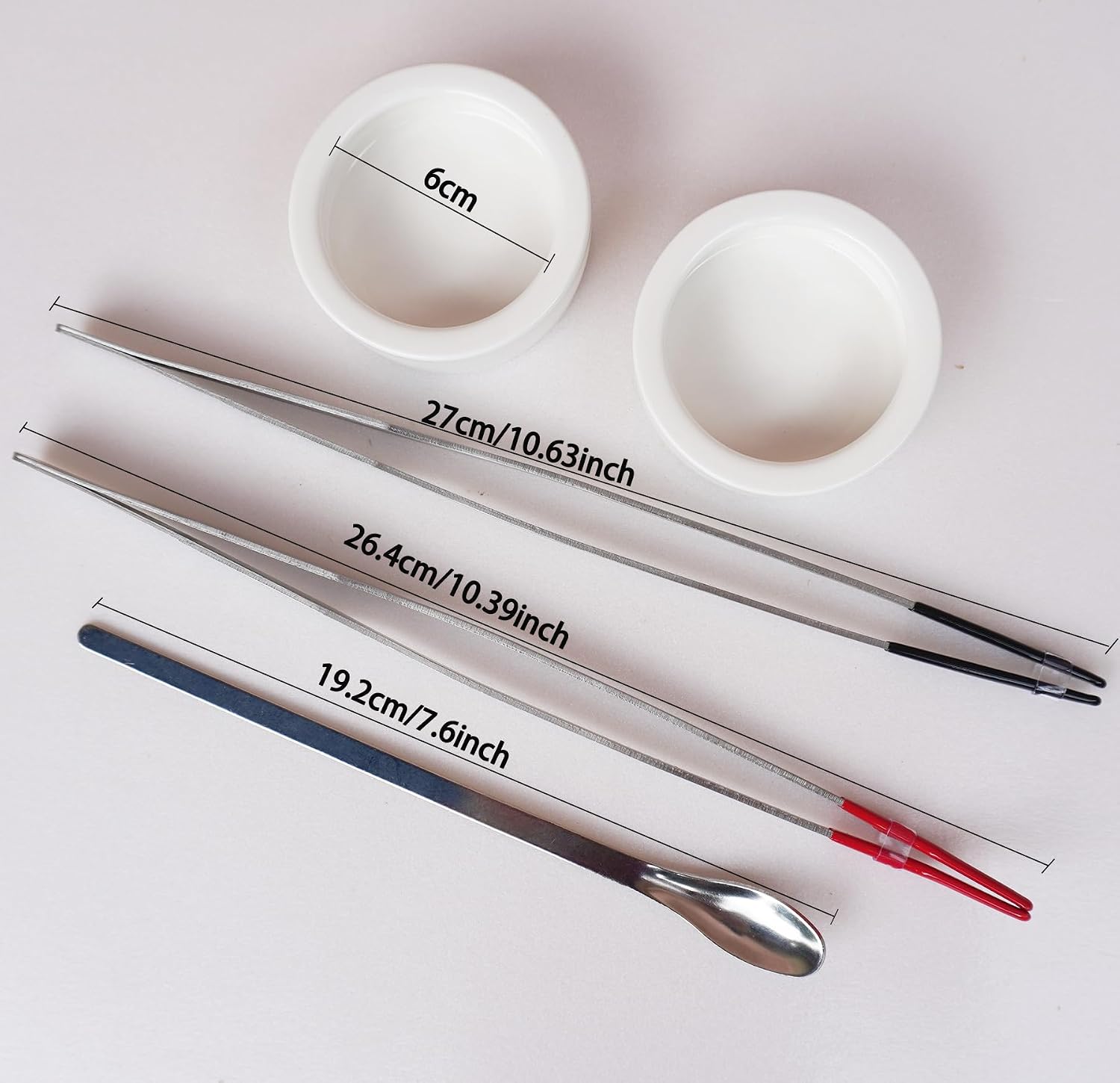 Reptile Feeding Kit - Stainless Steel Tongs (2 Pack), Calcium Scoop & 2 Ceramic Bowls, Non-Slip Tweezers for Leopard Gecko, Lizard Tank