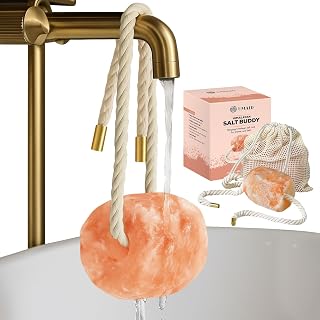 UMAID Himalayan Bath Salt Buddy 2lb - Hanging Pink Salt Rock for Shower & Bath Spa Relaxation, Reusable Mineral Soak, Unique Valentine's Gift