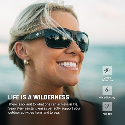 Miniatura 45 de TOREGE - Lentes de sol polarizados deportivos para hombres y mujeres, para ciclismo, correr, golf, pesca, TR26 Marco negro y lente plateado cobre