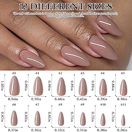 LoveOurHome 240pc Almond Press on Nails Medium Fake Nail Tips Brown Acrylic Nails Press ons Nail Almond Short Stiletto False Nail French Artificial Fingernail & Adhesive Tabs Glue for Women Girls