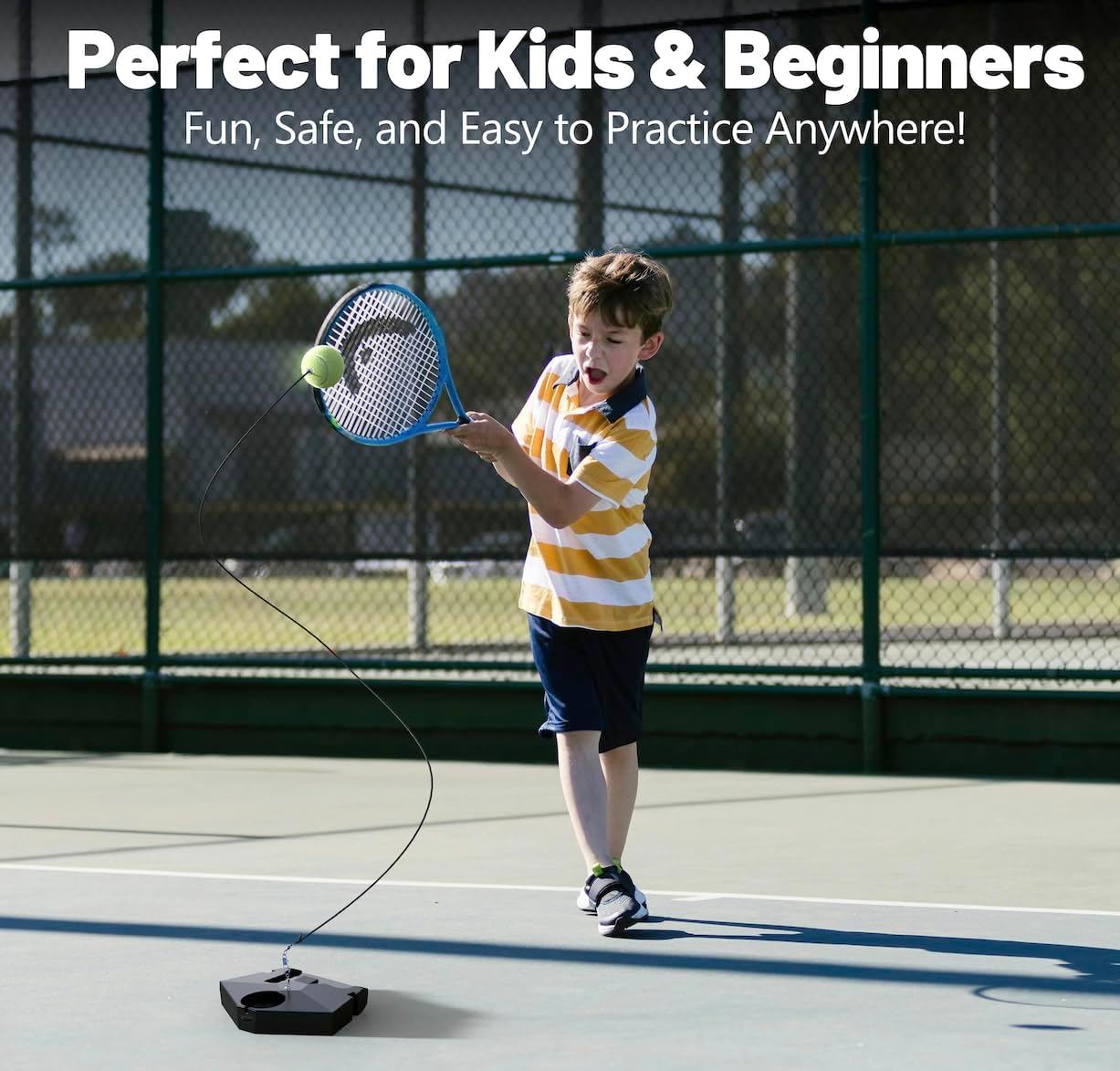 PressRetail Tennis Ball Machine Trainer for Kids/Adults - Heavy Base Rebounder with 3 Replacement Balls, Ideal for Solo Training and Adult Trainees, Beginner to Pro Levels