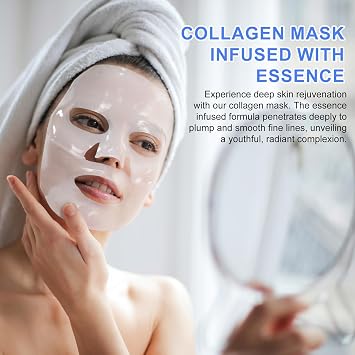 Collagen Face Mask with Vitalizing Probiotic, 6 EA Real Deep Hydrating Overnight Face Mask Glass Glow, Facial Wrinkle Lifting Sheet Masks, Korean Skin Care for Women