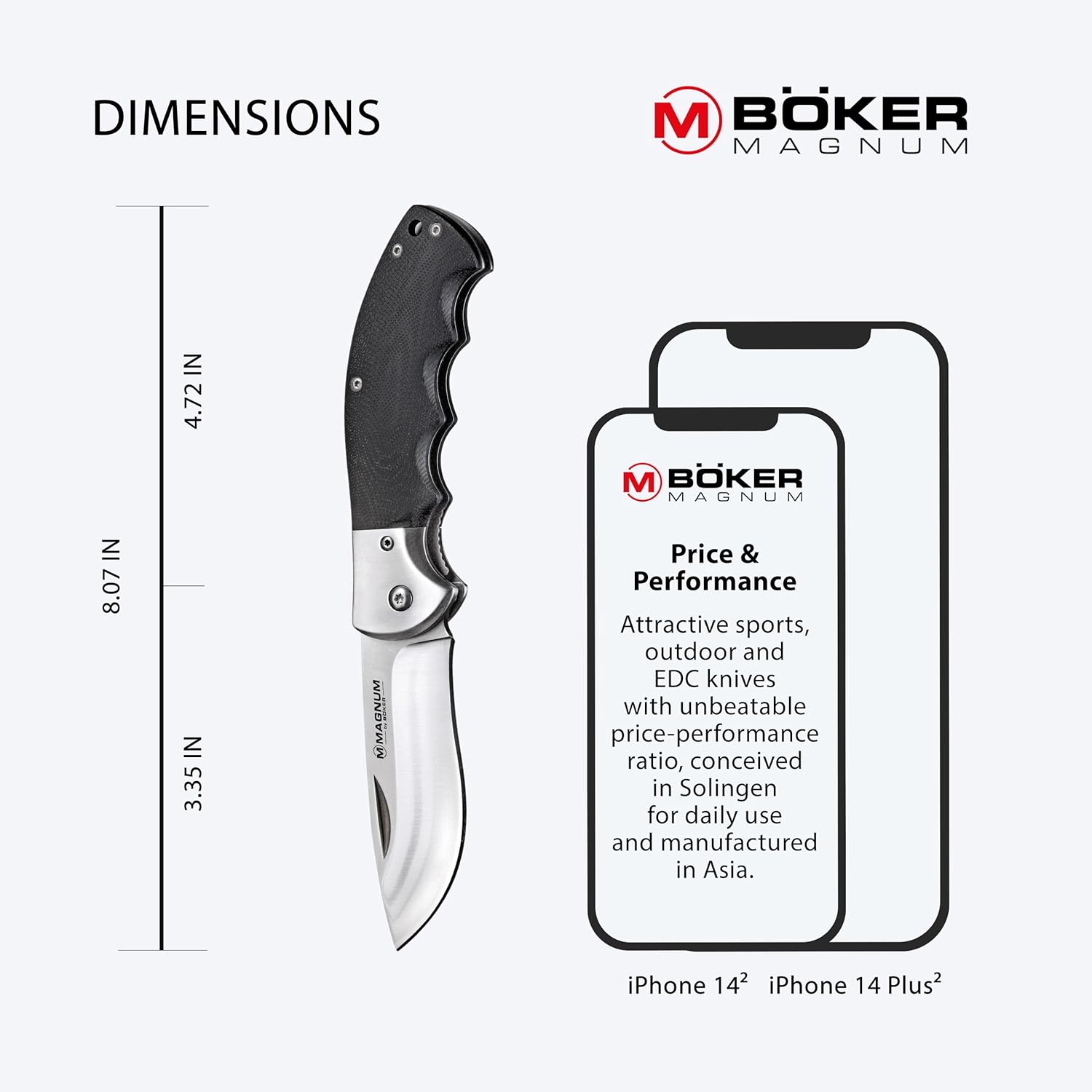 Boker Magnum 01RY526 NW Skinner Folder Folding Knife with 3 3/8 Steel Blade, Satin