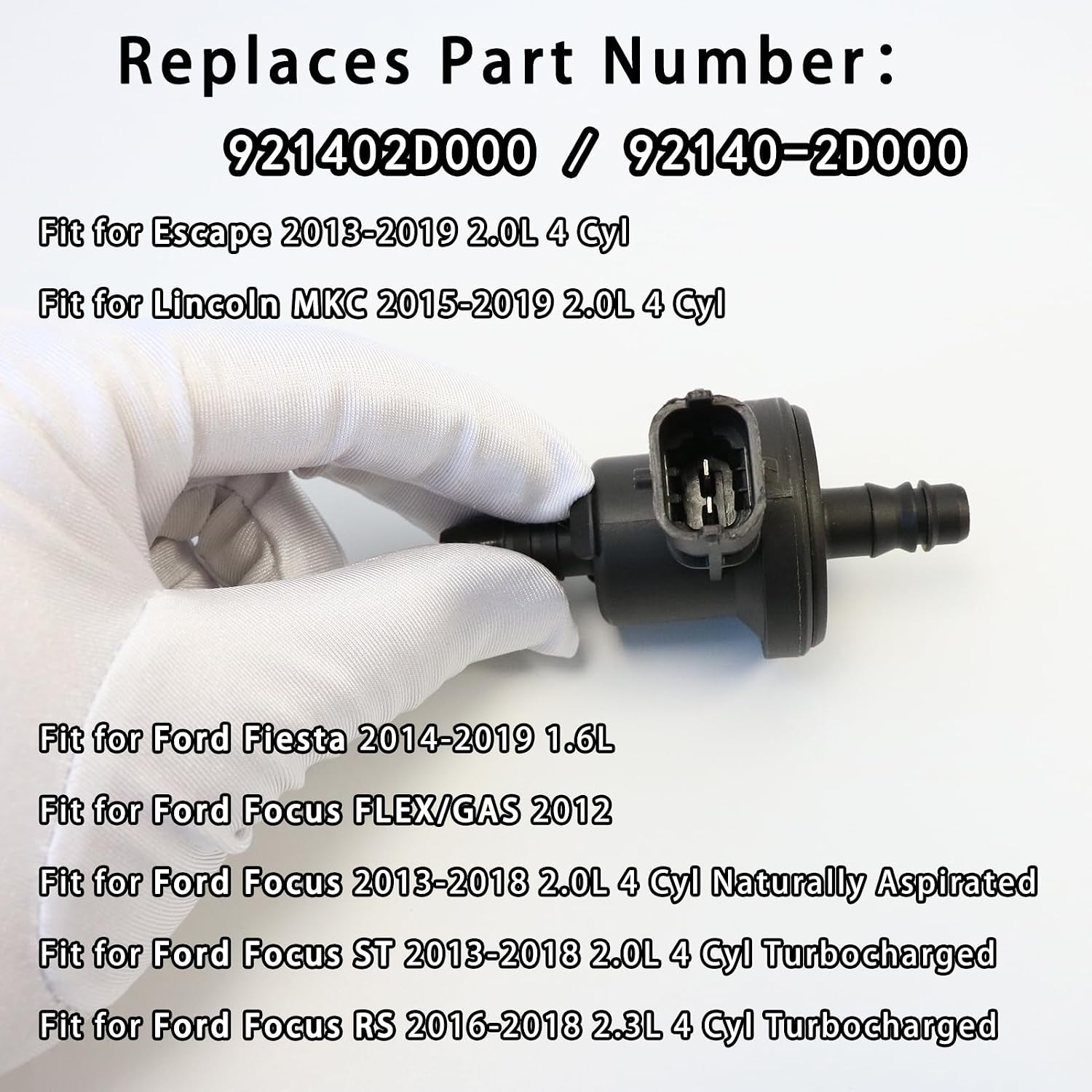 BV619G866AA 0280142500 Vapor Canister Purge Valve Fit for Ford Focus 2.0L 2.3L Fiesta 1.6L 2014 2015 2016 2017 2018 2019 Escape 2.0L For Lincoln MKC Vacuum Purge Solenoid Valve BV61-9G866-AA