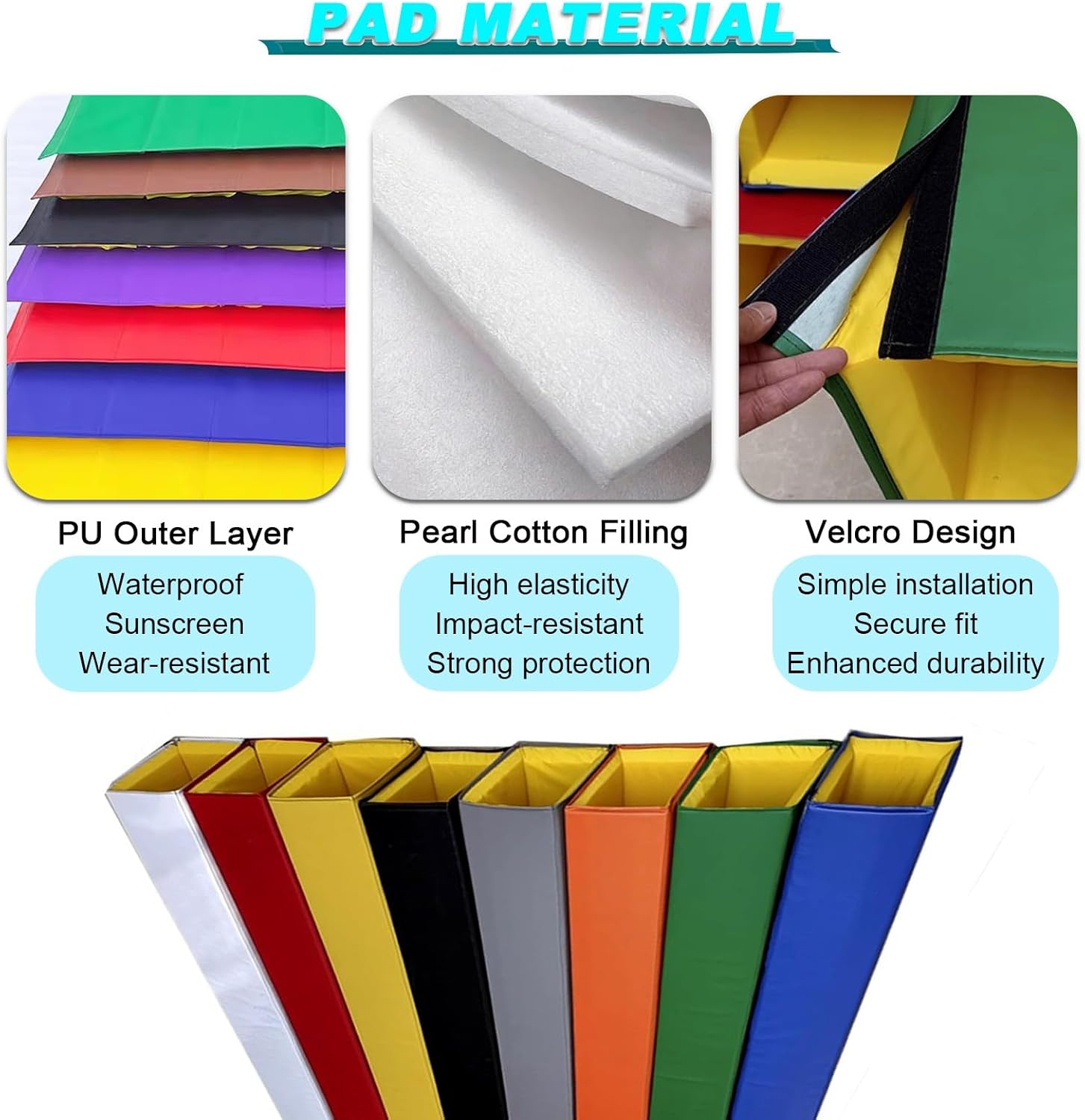 カスタマイズ可能なパッド入りポールカバー、バスケットボールゴールポールパッドラップアラウンドスクエアコラムパッド、遊園地の地下室用耐