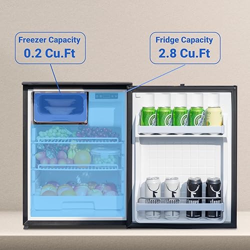 Miniatura 2 de Techomey Refrigerador RV de 3 pies cúbicos, refrigerador RV de 85L con congelador, refrigerador portátil compacto para automóvil, CC 1224 V,