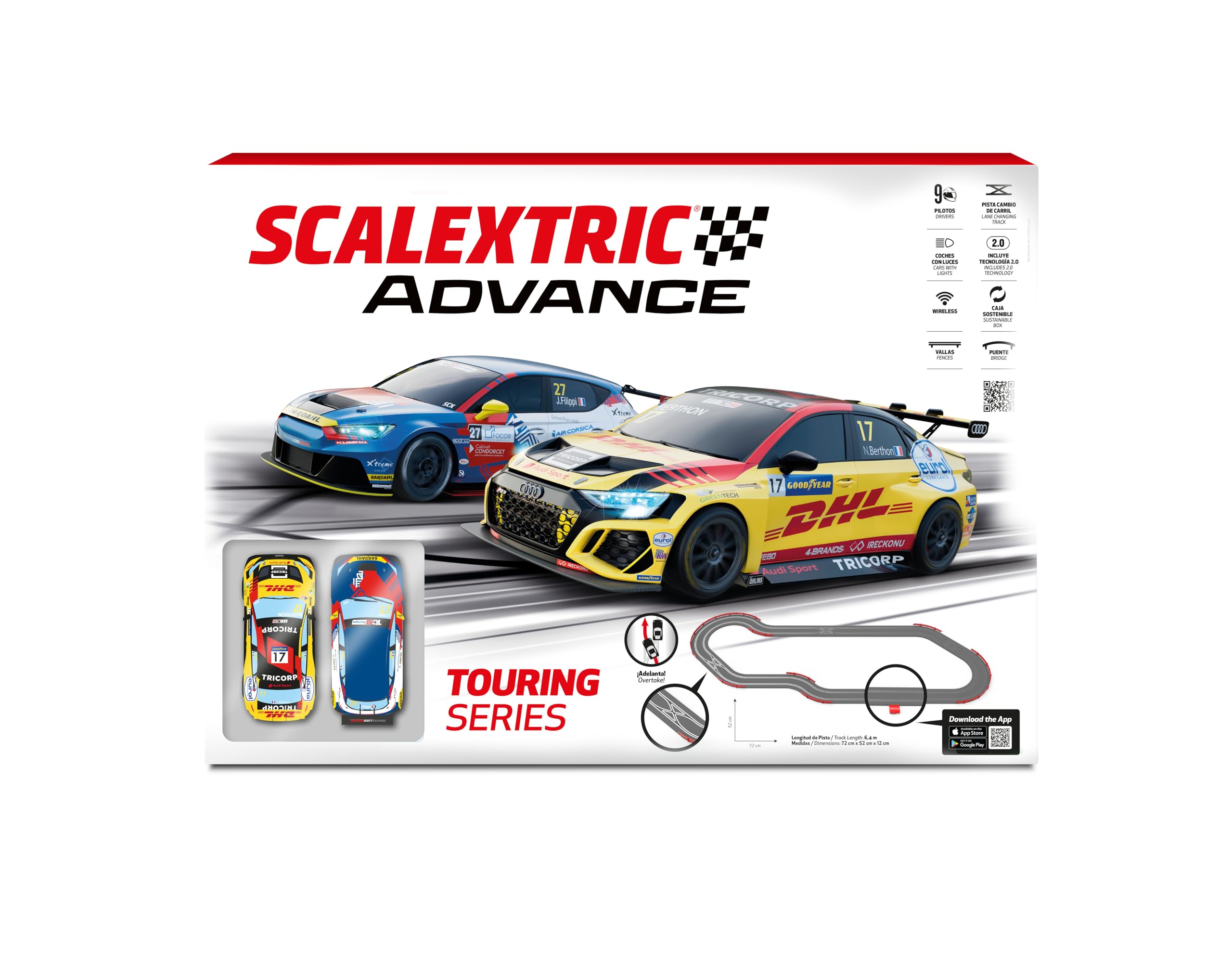 SCALEXTRIC - Advance Circuit - Complete Race Track - 2 Cars Included - 1:32 Scale (Set Touring Series Advance)