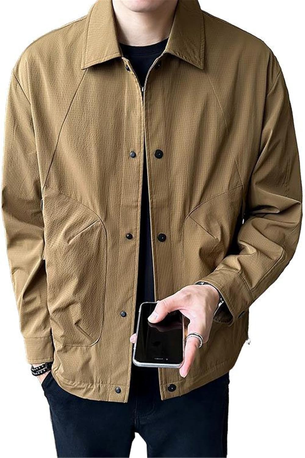 Men's Coat Printed Lapel Spring Casual Long Sleeve Jacket for men