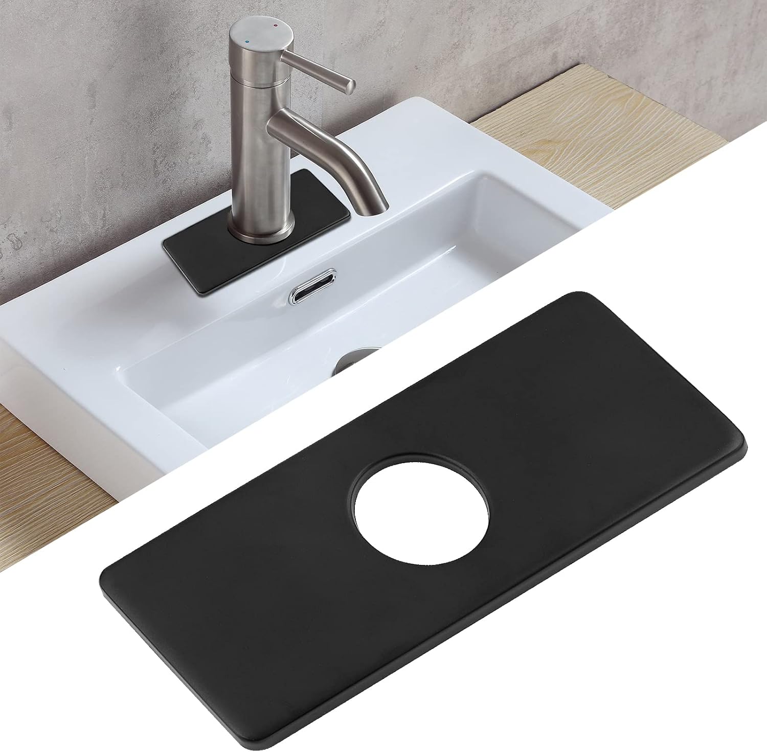 Litoexpe 6 Inch Sink Hole Cover Deck Plate for Bathroom or Kitchen Faucet 1-3 Hole, Matte Black Stainless Steel Sink Hole Escutcheon Plate