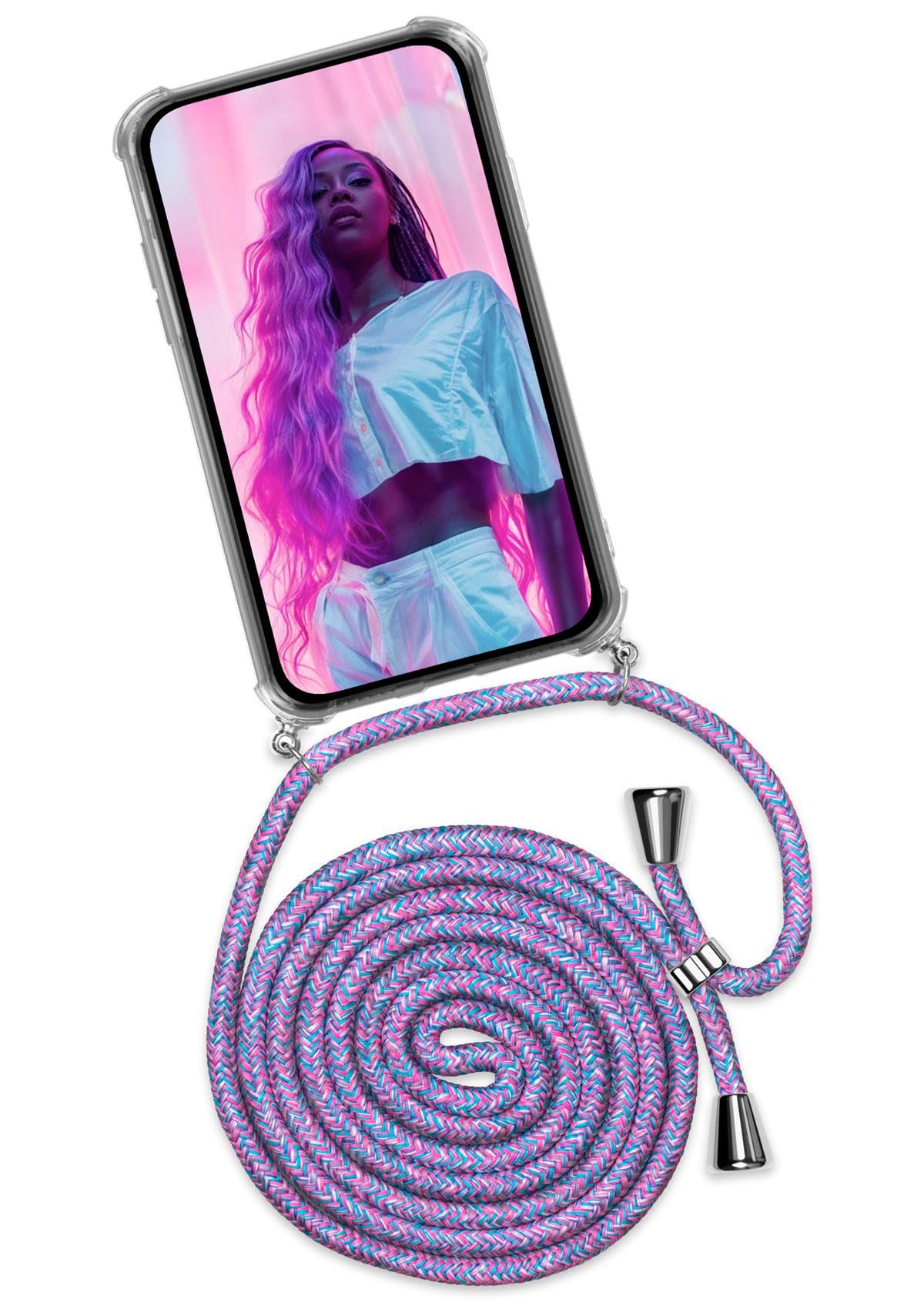 OneFlowMobile Phone Chain 'Twist Case' Compatible with Samsung Galaxy A22 5G - Case with Removable Strap Smartphone Necklace - Silicone Mobile Phone Case for Hanging Chain - Unicorn