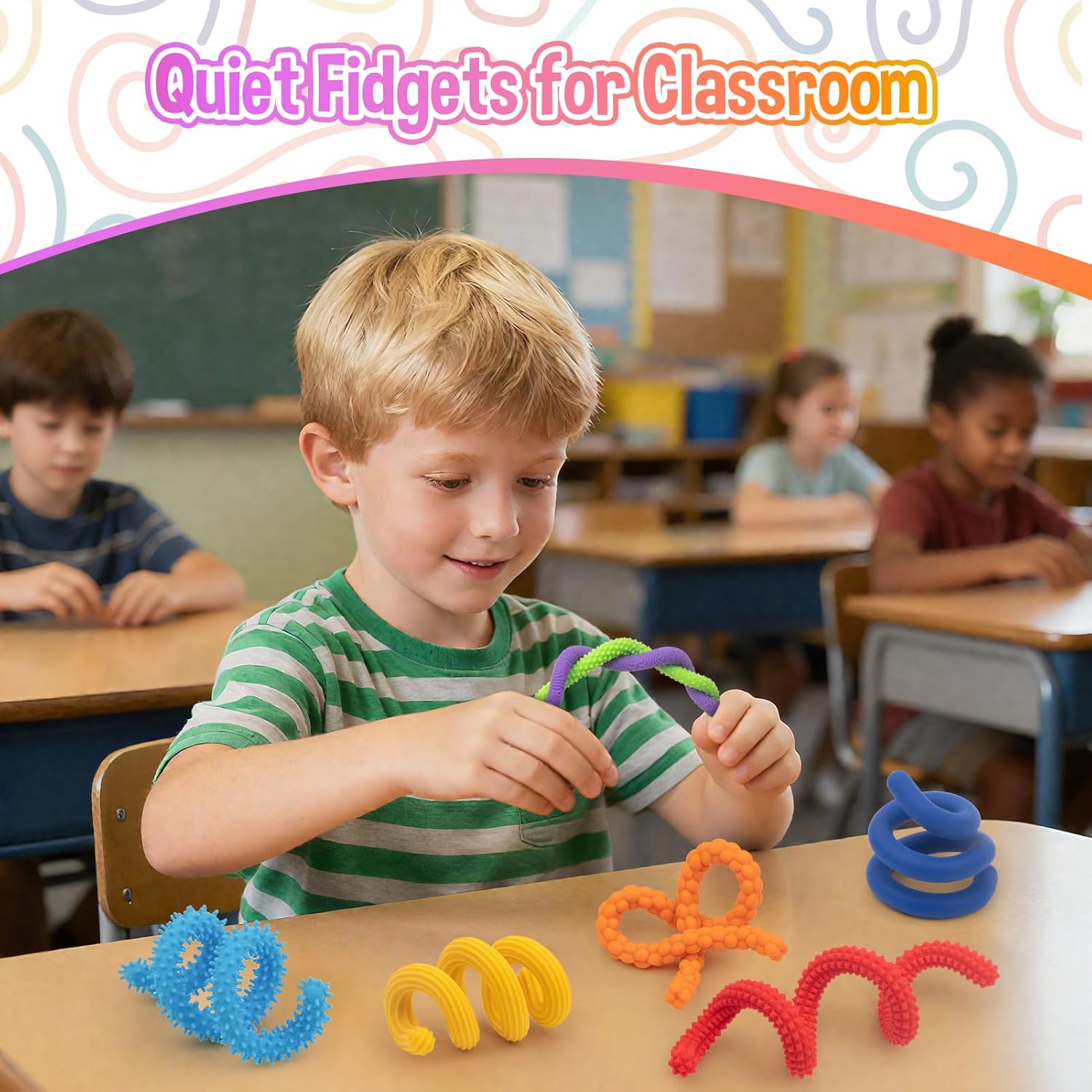 Sensory Fidget Toys for Kids with Autism,8 Pack Quiet Calm Bendable Sensory Sticks Fidget Sticks for Classroom,Calming Tools for School,ADHD Autistic Stress Relief Must Haves for Students Teachers