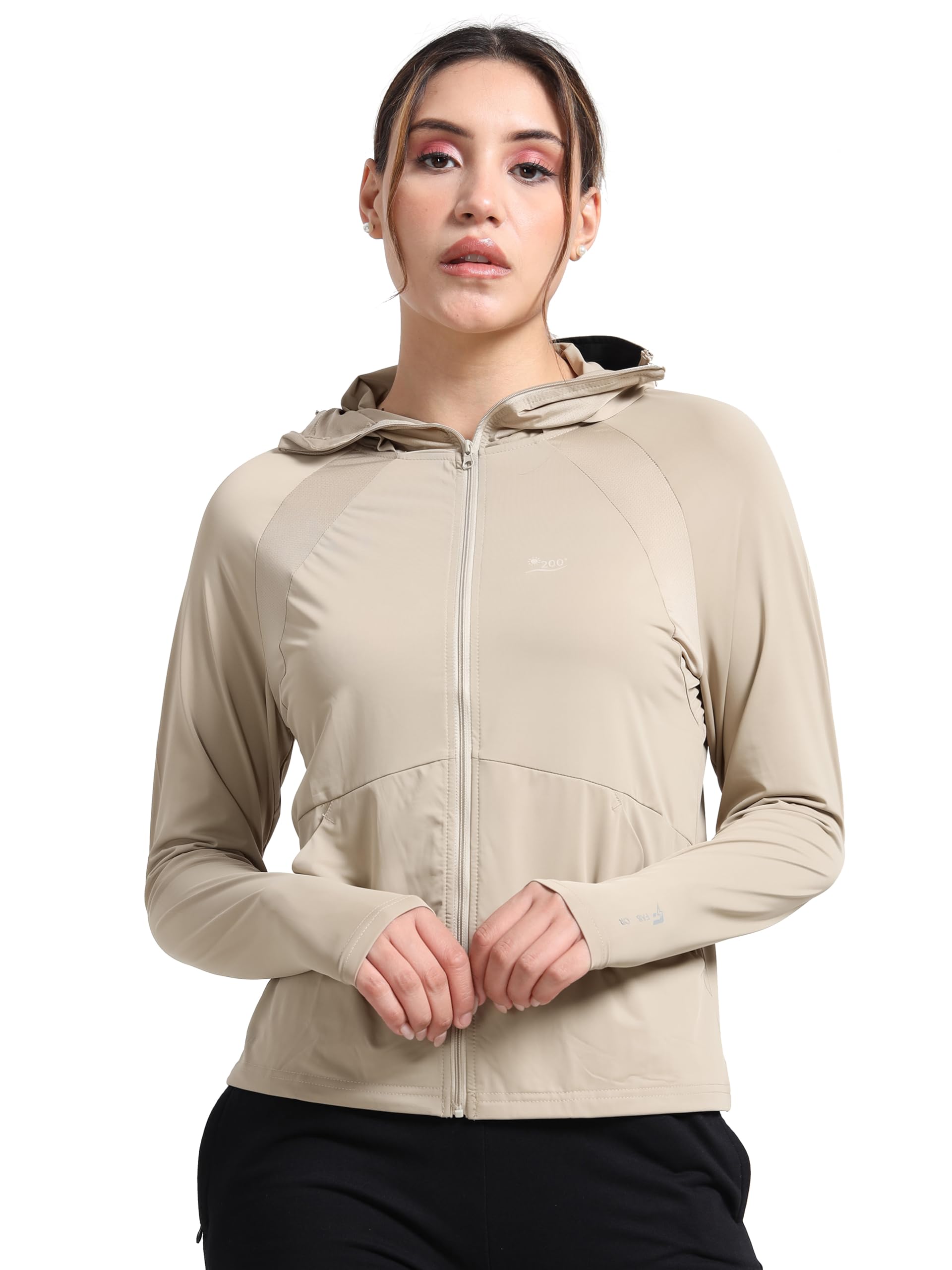 FABSPORTS Women's UV Protection Sun Screen Jacket, Full Zip Sun Protection Clothing, Lightweight with UPF 50+ Protection for Outdoors, with Pockets, Sun Protective Clothing for Women
