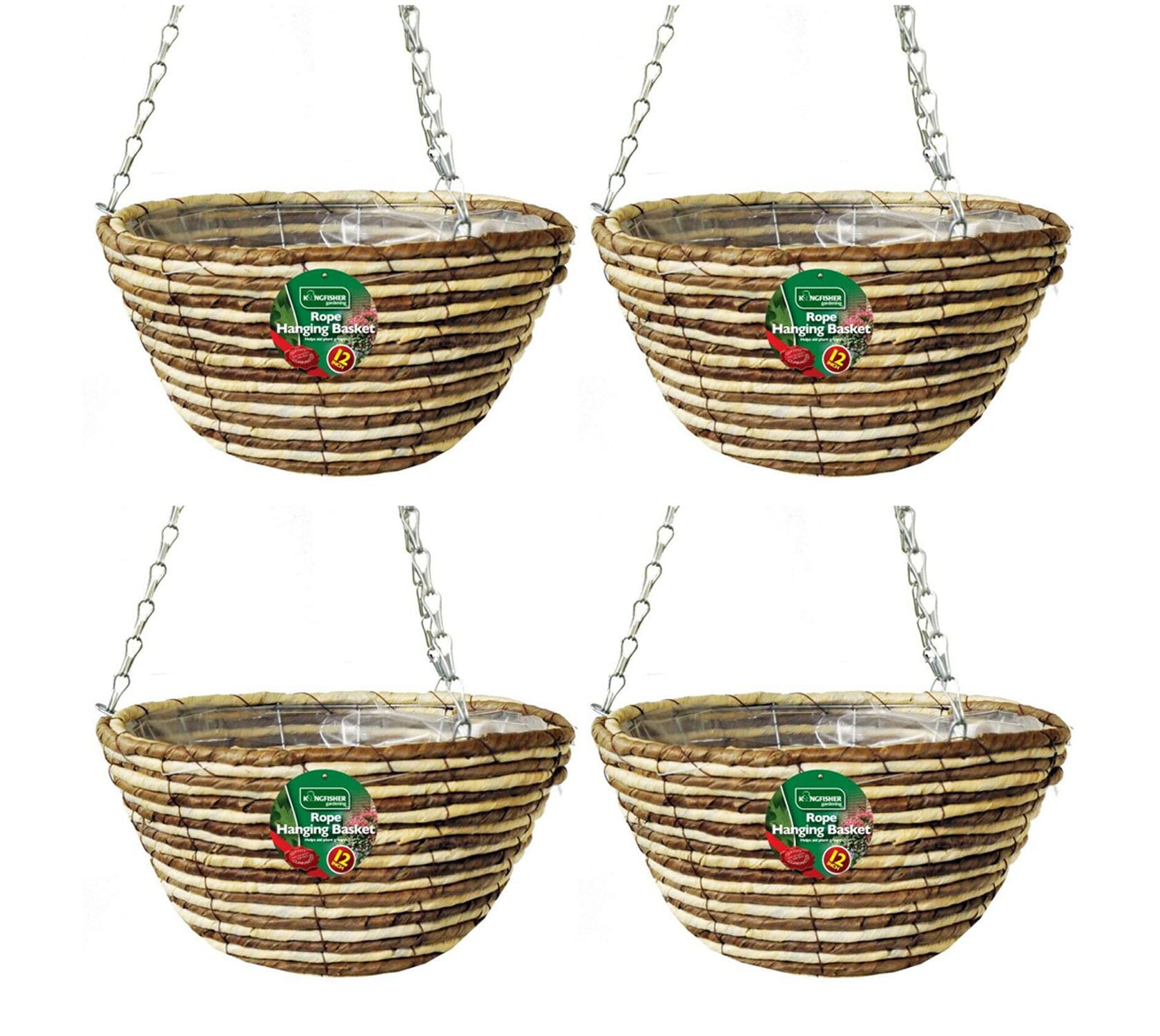 Kingfisher Lot de 4 Jardinieres Suspendues, Paniers de Fleurs 30,5 cm