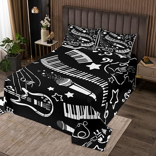 Castle Fairy Juego de ropa de cama con temática musical, 2 piezas para niños, adolescentes, niños, niñas, decoración de habitación, color blanco y