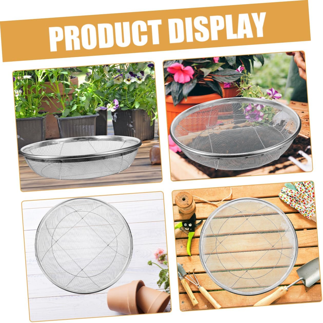 BESPORTBLE Stainless Steel Soil Sifter Tool for Rocks and Sand Lightweight Mesh Sieve for Gardening and Landscaping Diameter Mesh