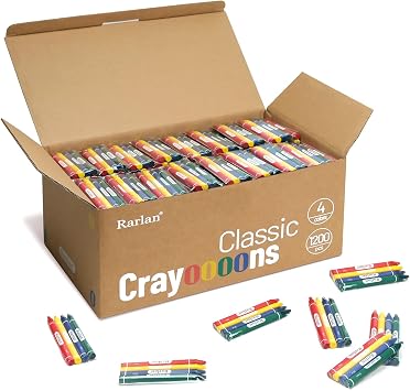Rarlan Crayons Bulk, 300 Individual Packs of 4 Colors, 1200 count for Kids
