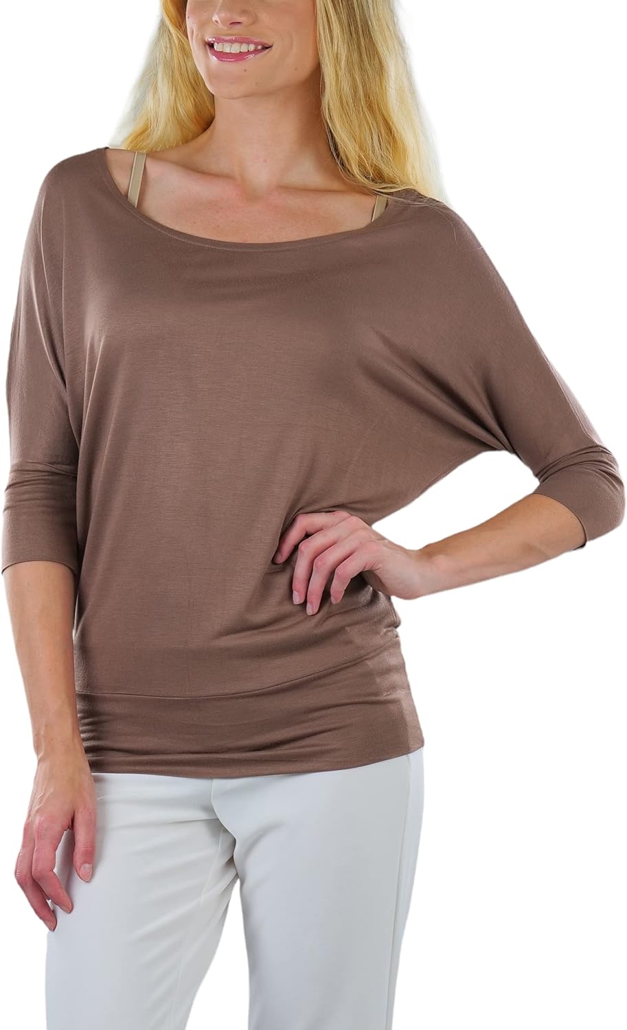 ToBeInStyle Women’s Long Sleeve Dolman Top Relaxed Fit Casual Boat Neck Shirt - Image 6