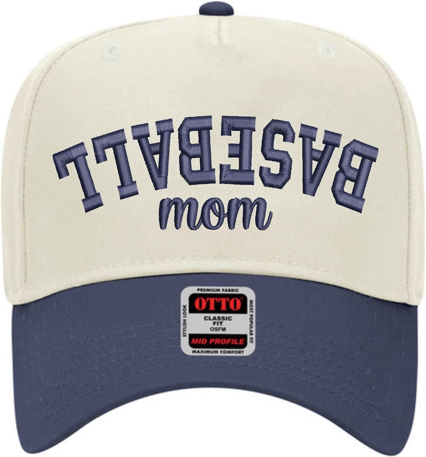 Baseball Mom | 2 Tone Trucker Hat | Unisex 5 Panel Adjustable Snapback Cap | Upside Down Trendy Embroidered Hat | Rally Cap