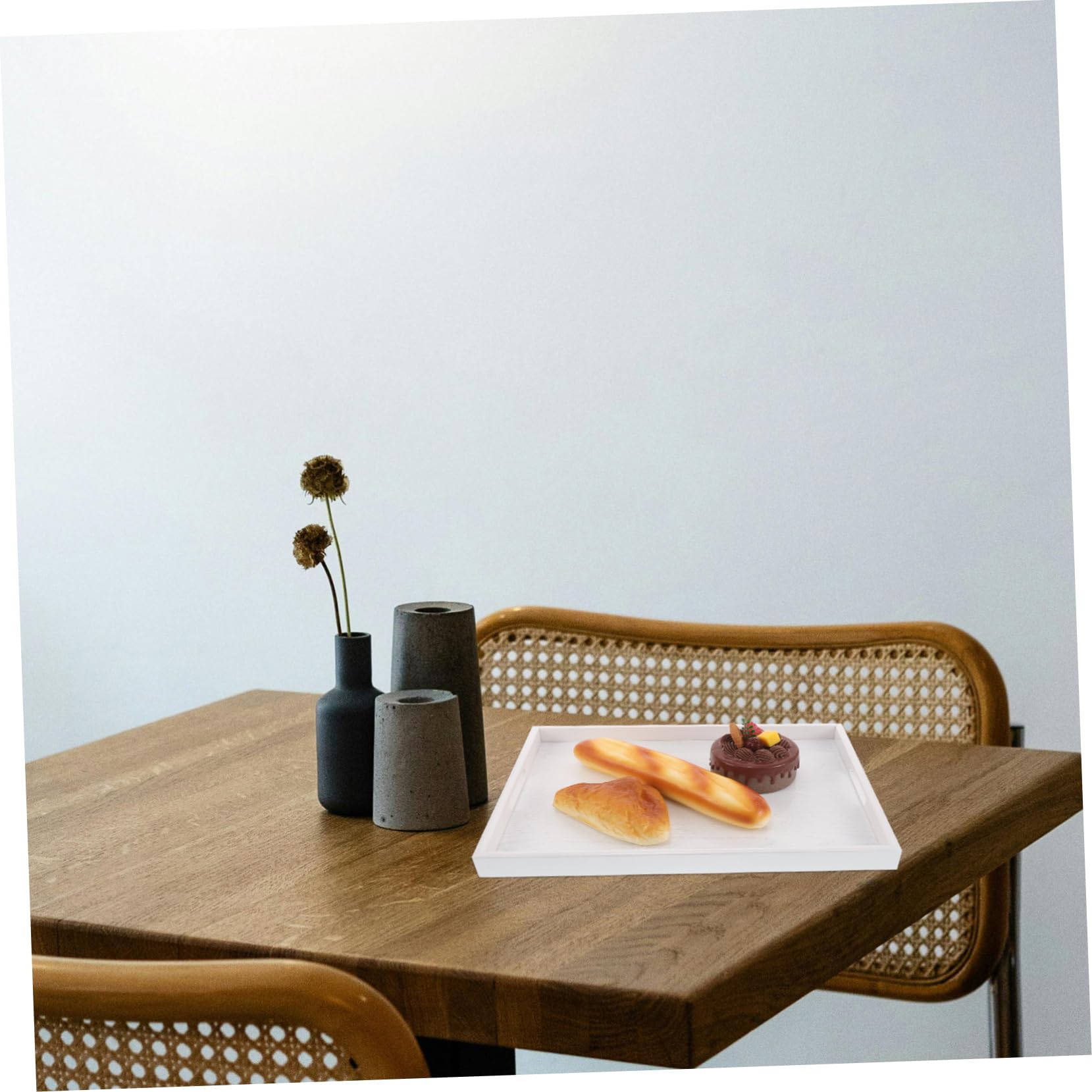 Gatuida Bandeja de Madera Rectangular para Decoración del Hogar y Dormitorio, Multifuncional y Elegante para Servir y Organizar