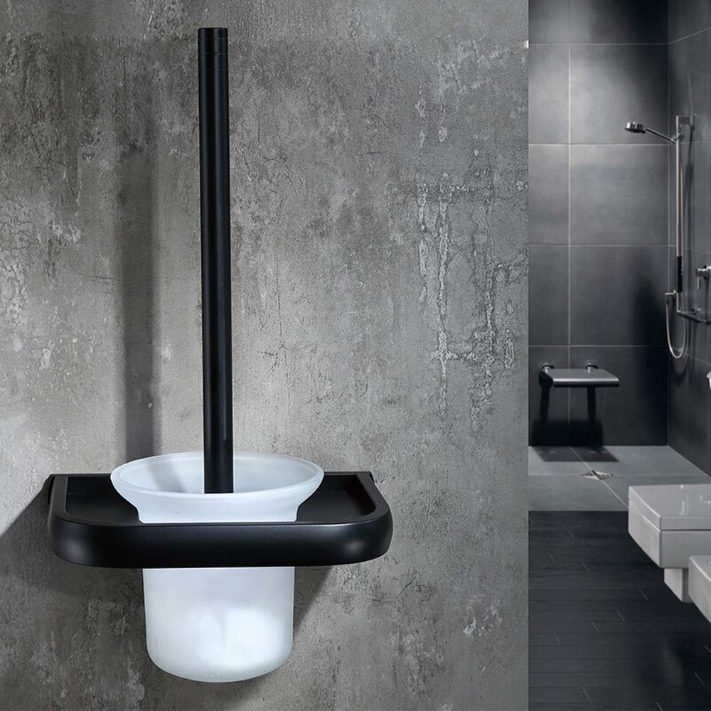 Nff Pennello per La Spazzola per La Spazzola, Spazzola in Alluminio A Muro Pennello per La Toilette Nero, Spazzola da Bagno con Setole Resistenti E Manico Lungo