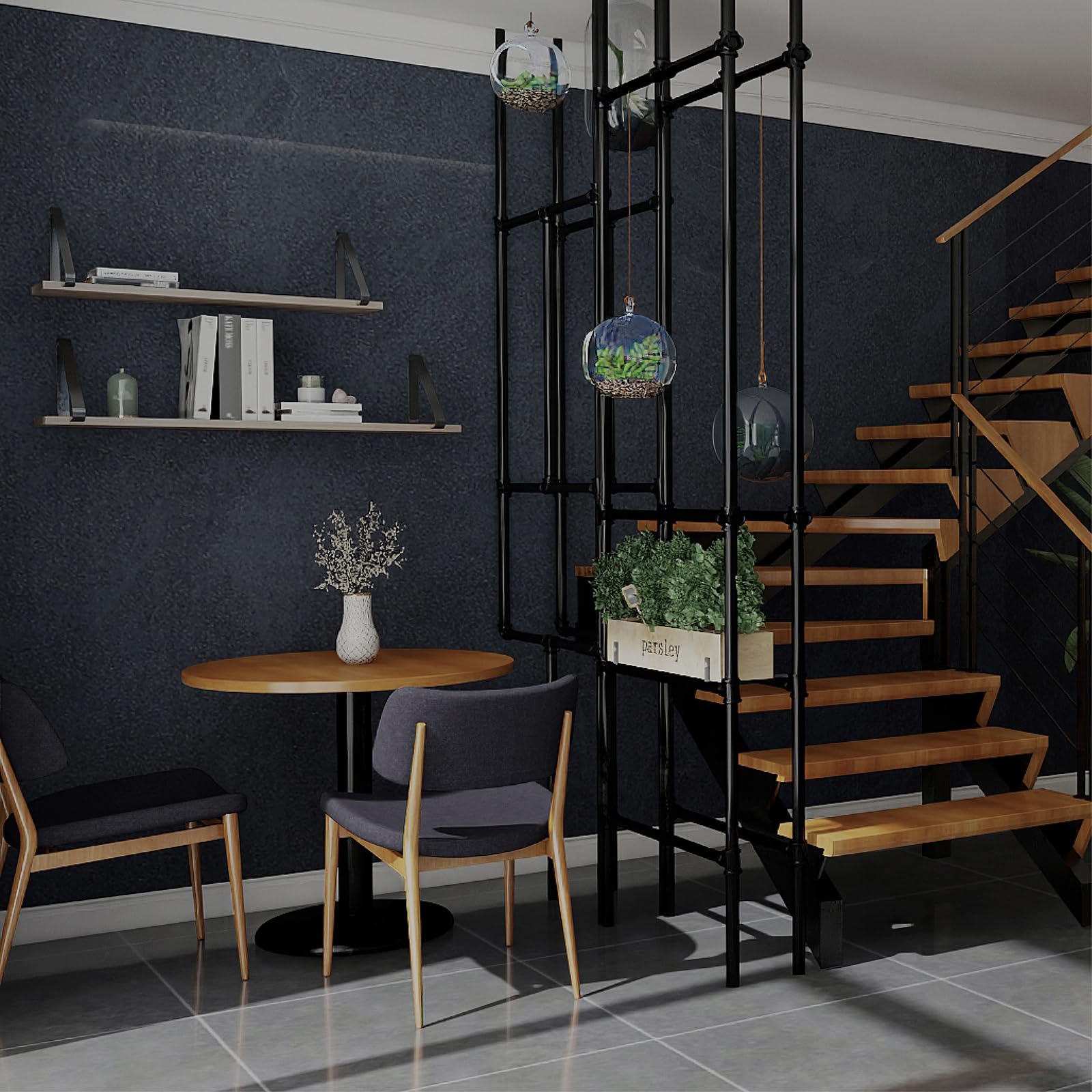 FEILAYS Extra Thick Black Concrete Wallpaper Peel and Stick Waterproof Gray Concrete Contact Paper Vinyl Wrap Industrial Grey Cement Wallpaper for Bars,Gyms,Restaurants Wall Sticker 60CMx5M - Image 4
