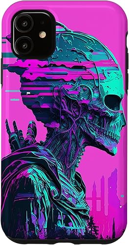 Vista 10 de iPhone 14 Pro Max Cool Retro Alien Sunset Tropical Trippy Vaporwave Sky Art Case