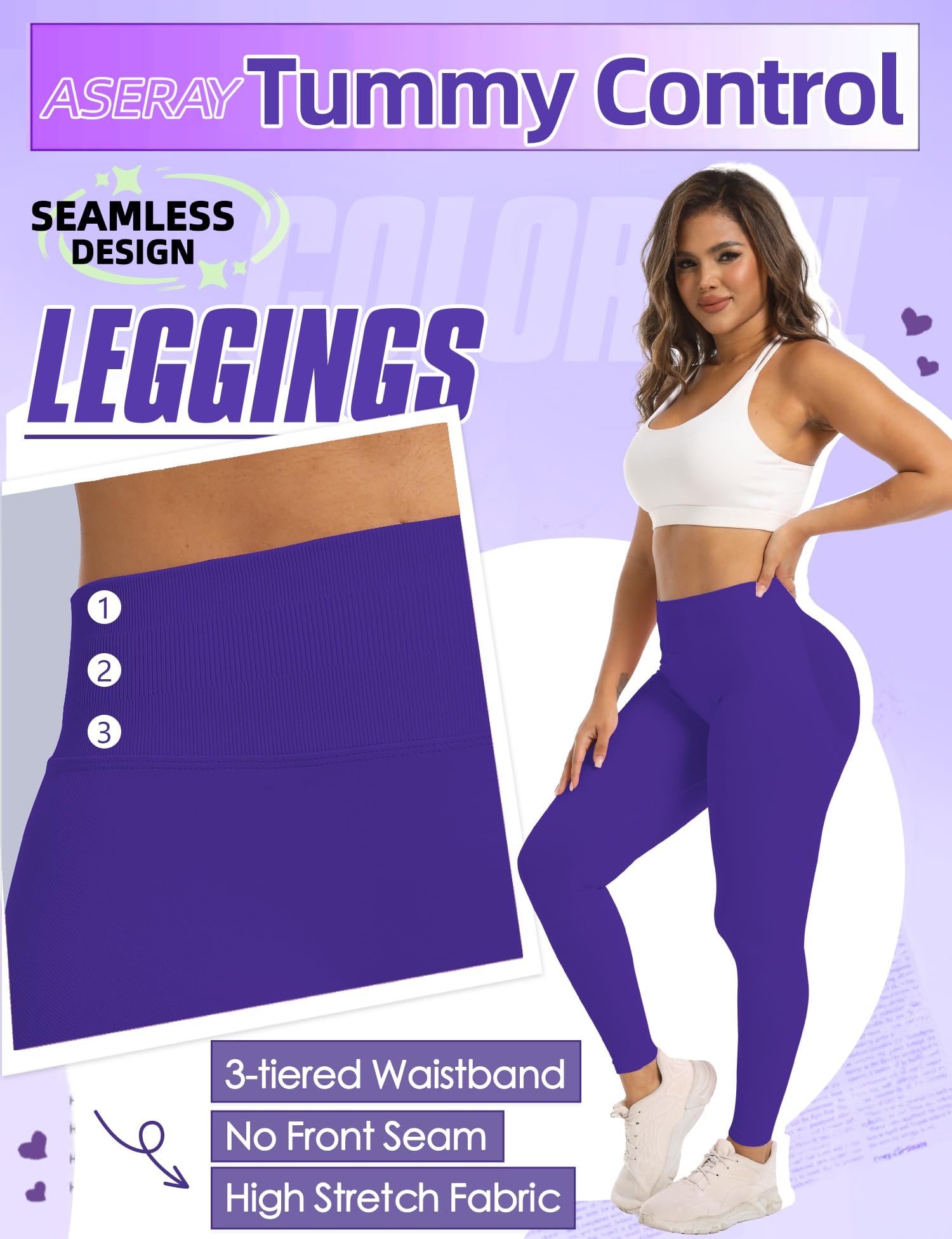 Legging sans couture pour femme - Legging de sport pour femme - Contrôle du ventre - Pantalon de yoga