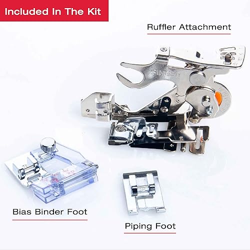 Miniatura 7 de SINGER - Kit de accesorios de máquina de coser incluye 9 prensatelas aguja doble y estuche