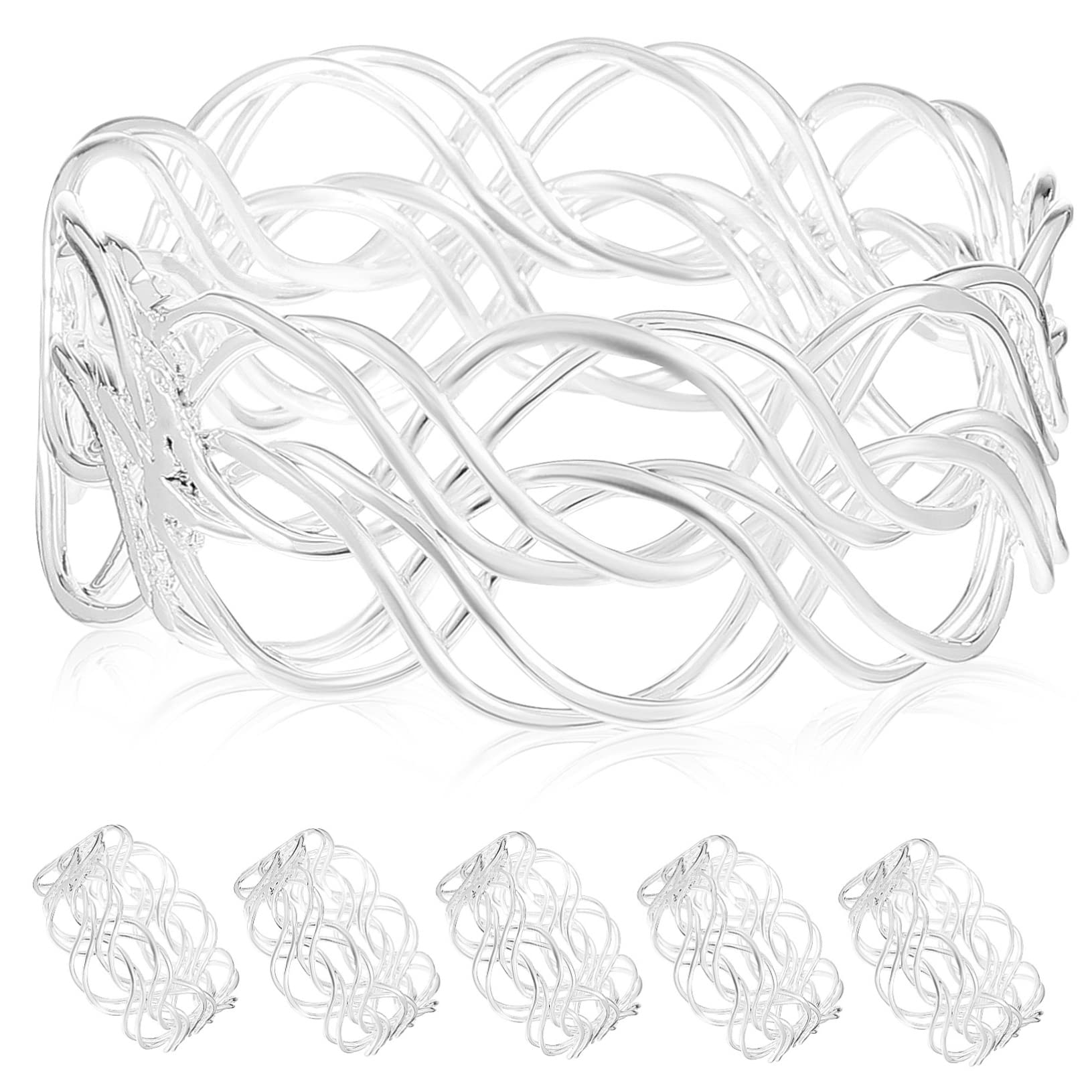 Gatuida 6 Anillos de Servilleta de Metal Calidad Resistente y Antióxido Diseño Tejido Irregular para Decoración Elegante en Cenas y Celebraciones