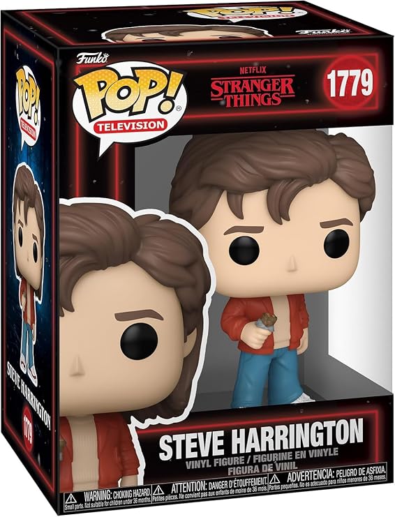 POP Funko TV: Stranger Things - Steve Harrington (Season 5) Vinyl Figure Bundled Box Protector Case, Multicolor, 3.75 Inches