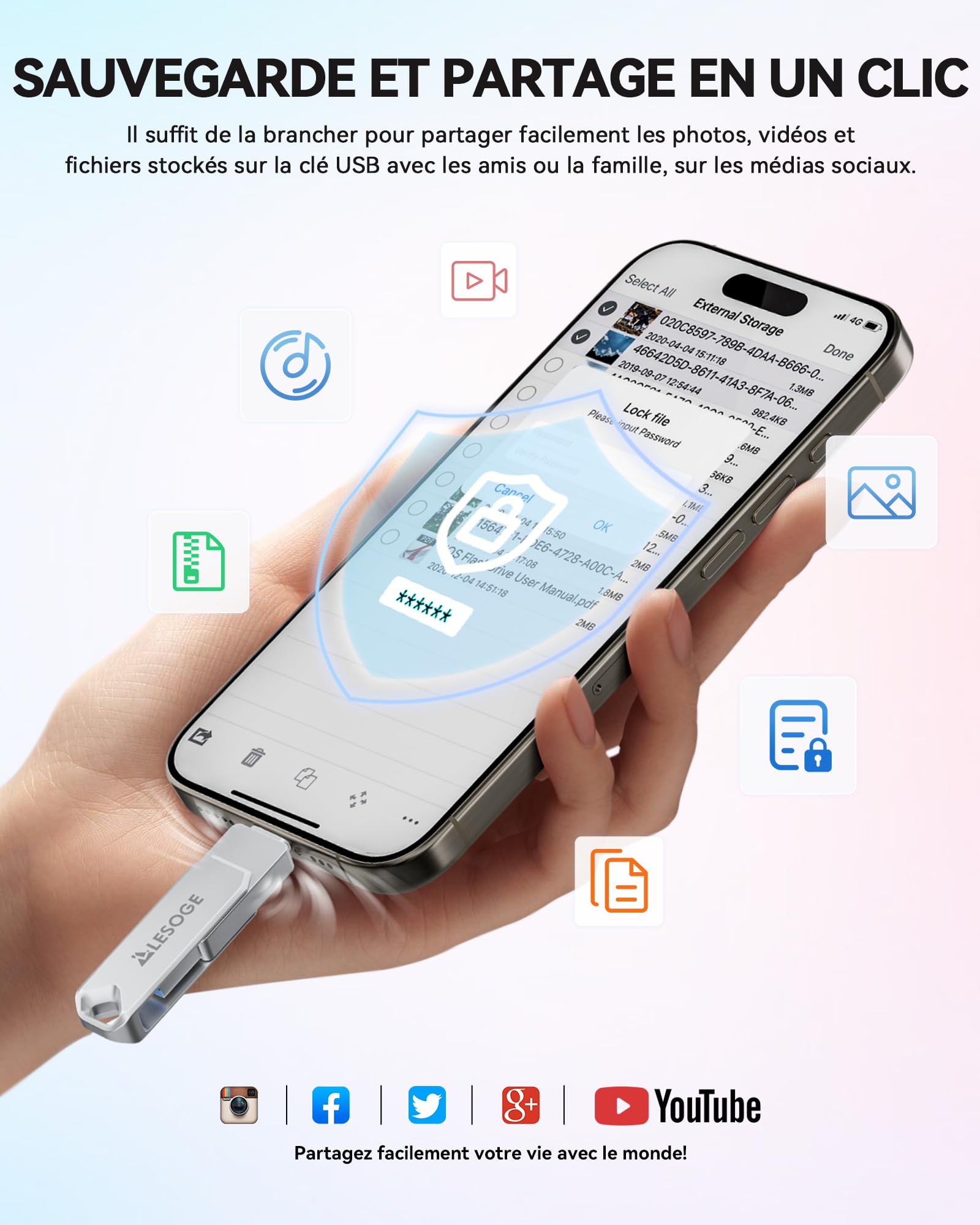Clé USB 128 Go, 3 en 1 USB 3.0, Stockage Externe USB-C | Certifiée MFi, idéale pour sauvegarder photos et vidéos. Transfert de fichiers facile entre iPhone, iPad, Android, Mac et PC.