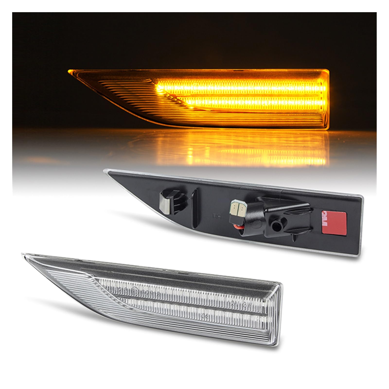 2Pcs luci di posizione laterali che scorrono indicatore di direzione laterale lampada ripetitore non fluente ambra dinamica for Transporter T6 2015 Up(No Dynamic Clear)