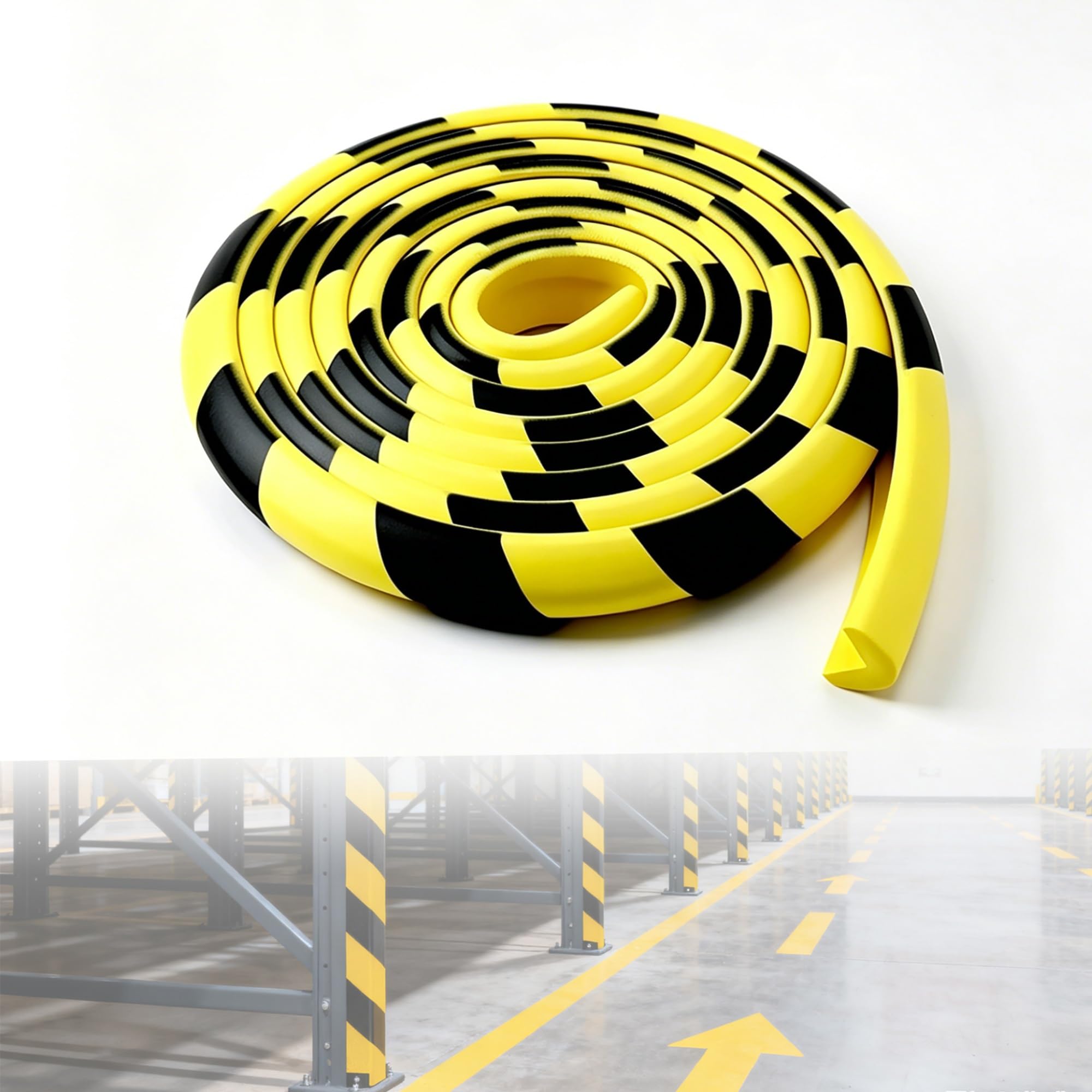 Garage Wall Protector, Yellow Black Safety Bumpers, Self Adhesive Rubber Corner Guards, Foam Edge Bumper for Factory, Loading Bay