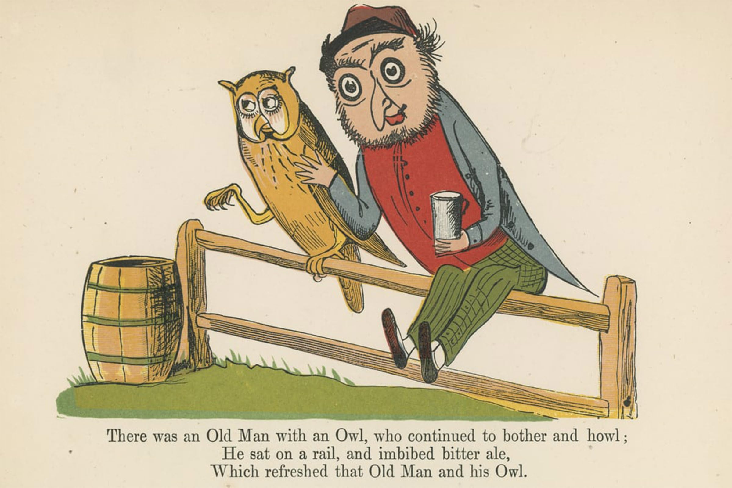 ARTXLXXBN Famous Art Print Poster Vintage Wall Art There Was an Old Man with an Owl Who Continued to Bother and Howl by Edward Leaars Canvas Art Poster for Home Decor 60x90cm