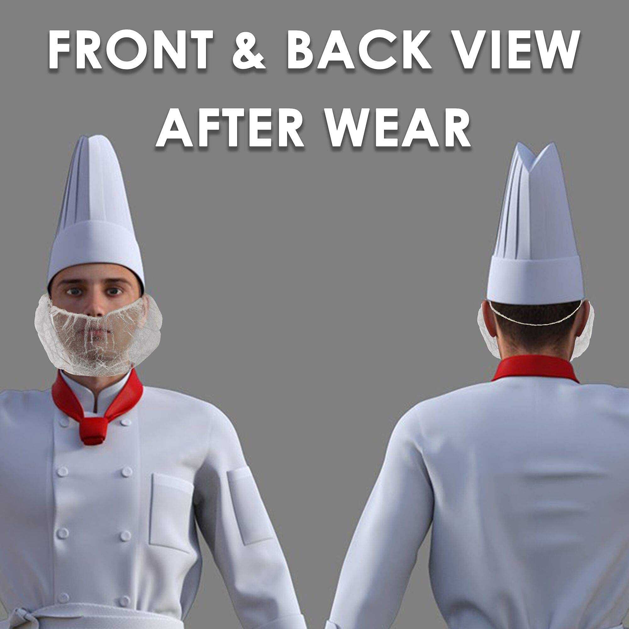 100-Pack Disposable Hair Nets & Beard Nets Combo - White, For Food Service, Labs, Work
