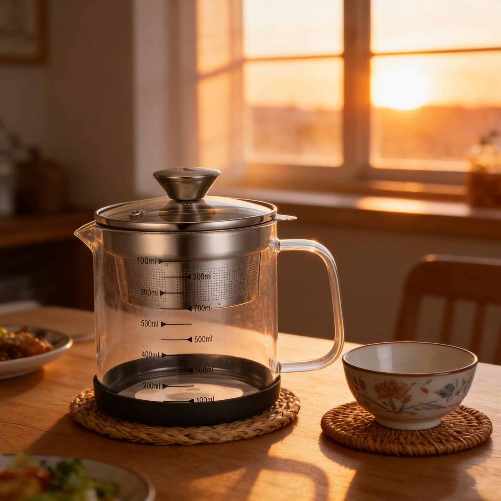 TOYANDONA Szklany dzbanek na sok i mleko z pokrywką filtrującą – duży dzbanek z sitkiem do lodówki, mleko sojowe, jogurt, woda, mrożona herbata, 34 uncje