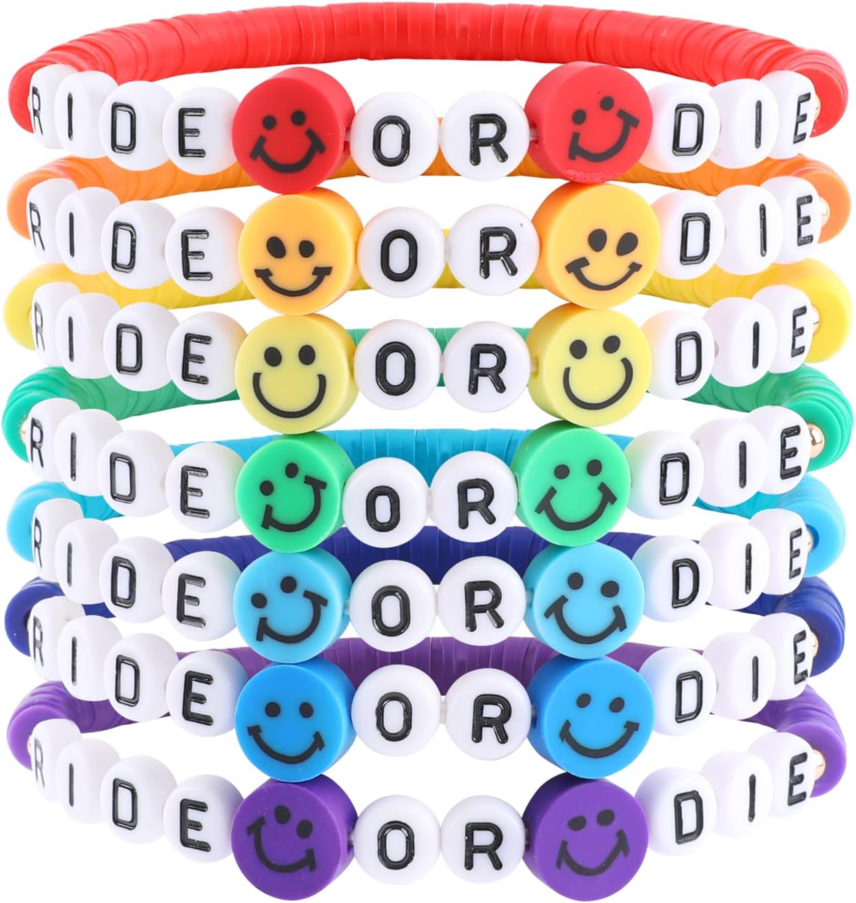 Rainbow Heishi Surfer Bracelets Set for Women Stackable Clay Beaded Bracelets Disc Stretch Preppy Bracelets Layering Colorful Friendship Bracelets Team Cheer Bulk Boho Summer Beach Jewelry Gift