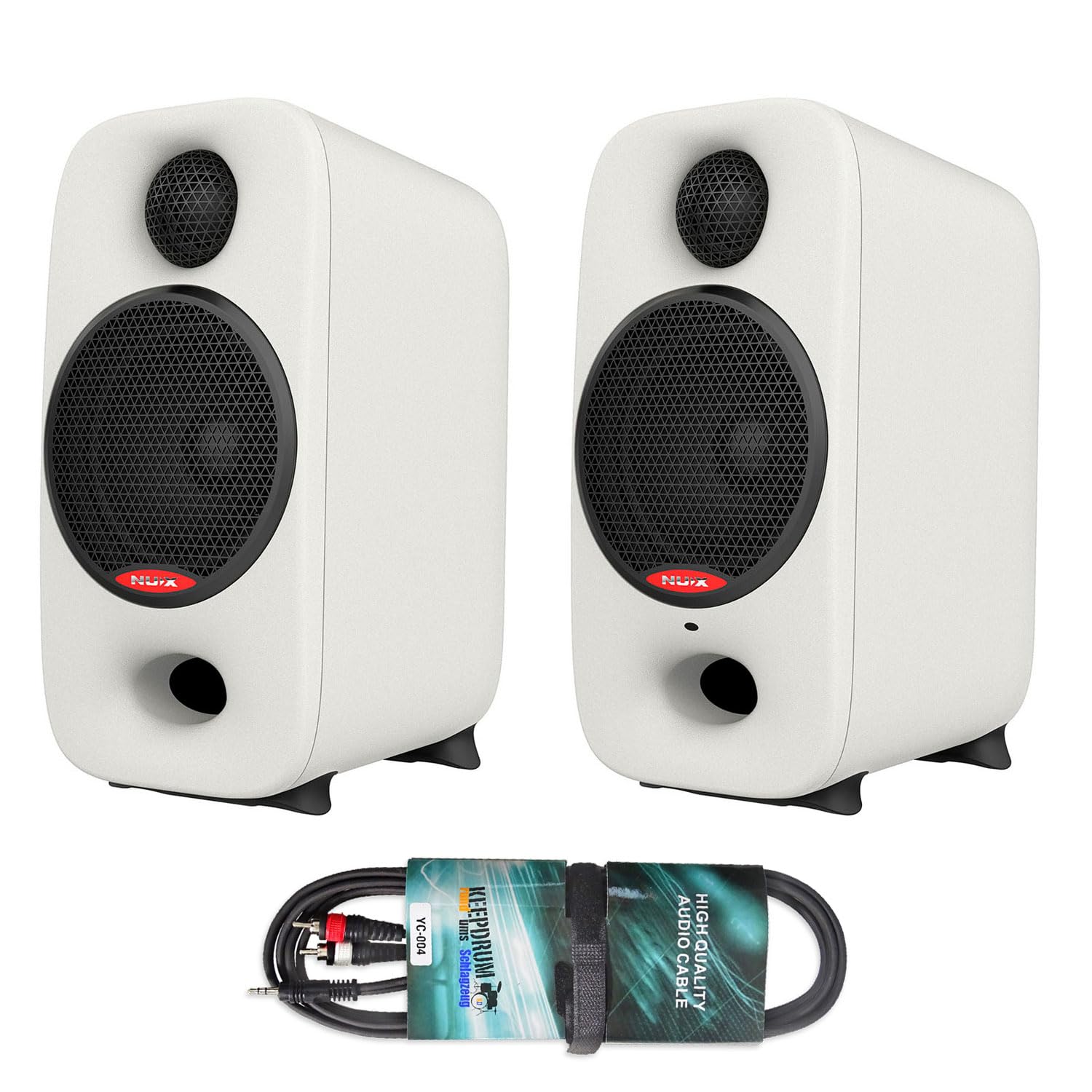 Nux Axon 3 - Altavoces para monitores de estudio (con cable keepdrum), color blanco